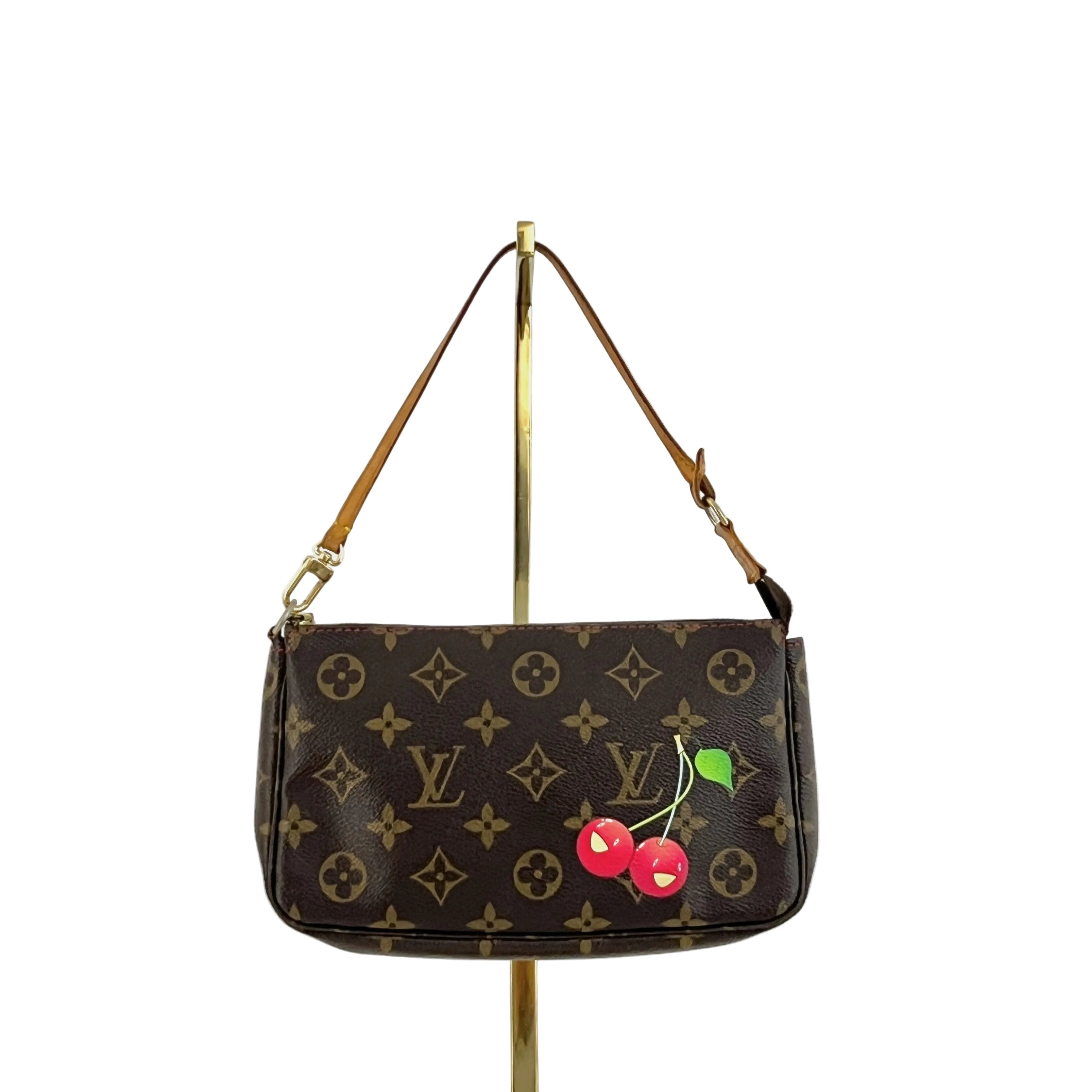 LOUIS VUITTON Pochette Accessoires handbag in brown canvas and leather
