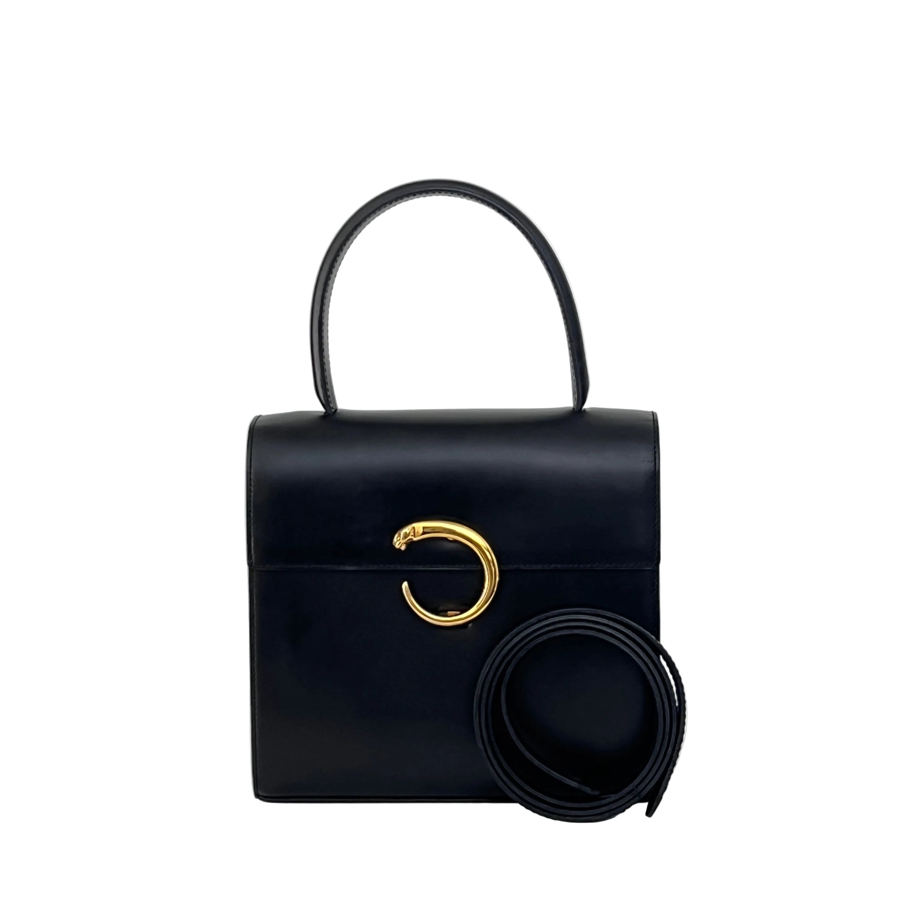 Sac à bandoulière CARTIER Panthère C cuir lisse noir