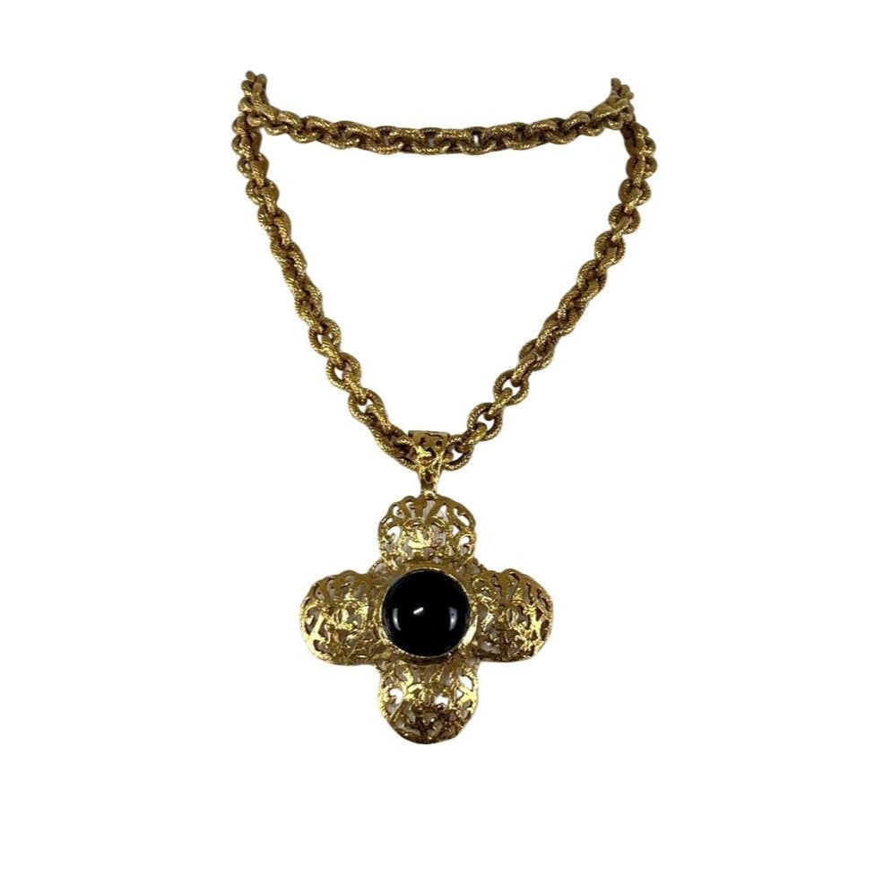 Collier CHANEL Coco Mark Croix plaqué or doré