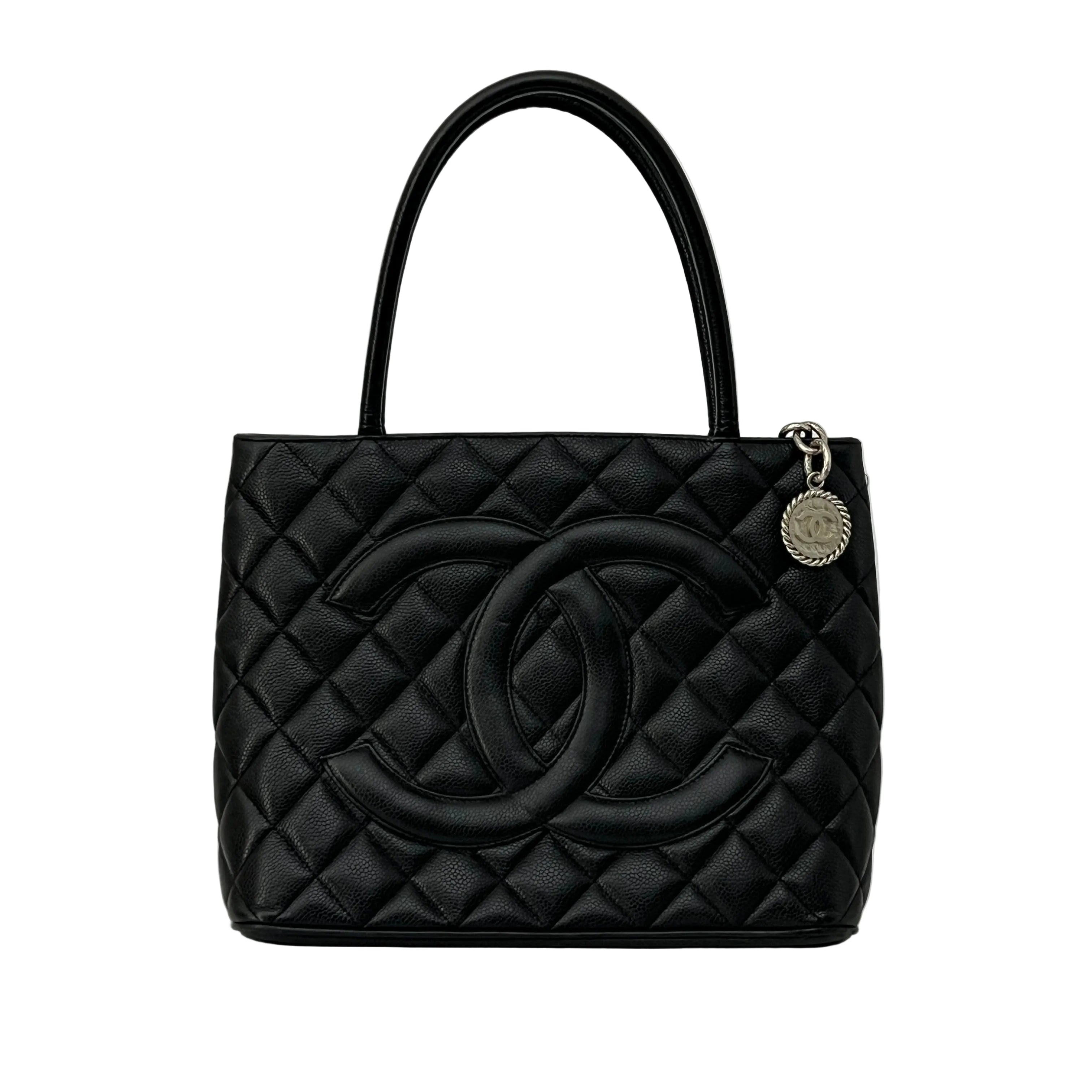 Sac CHANEL Médaillon cuir caviar noir