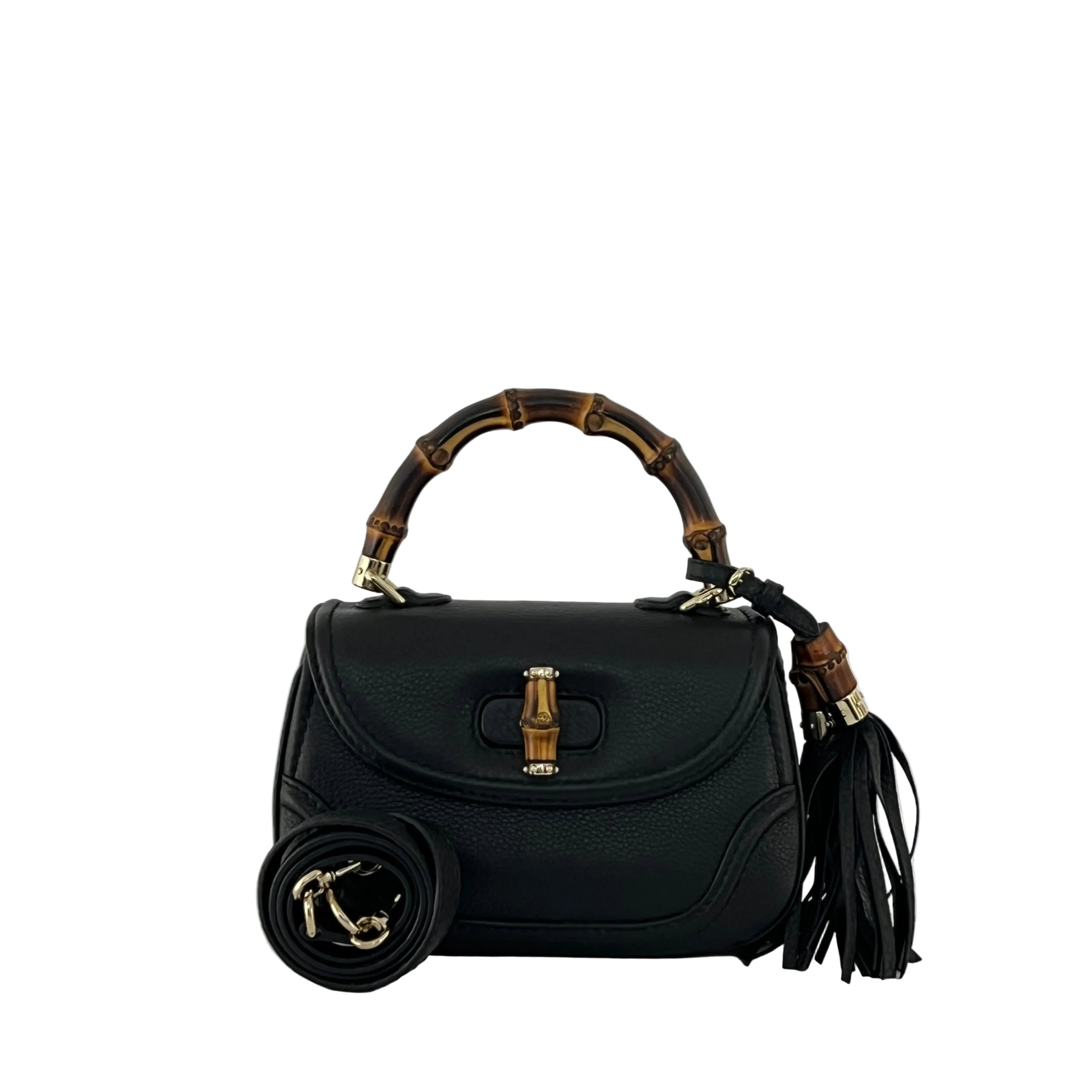 Sac à main GUCCI Bamboo 1947 cuir noir