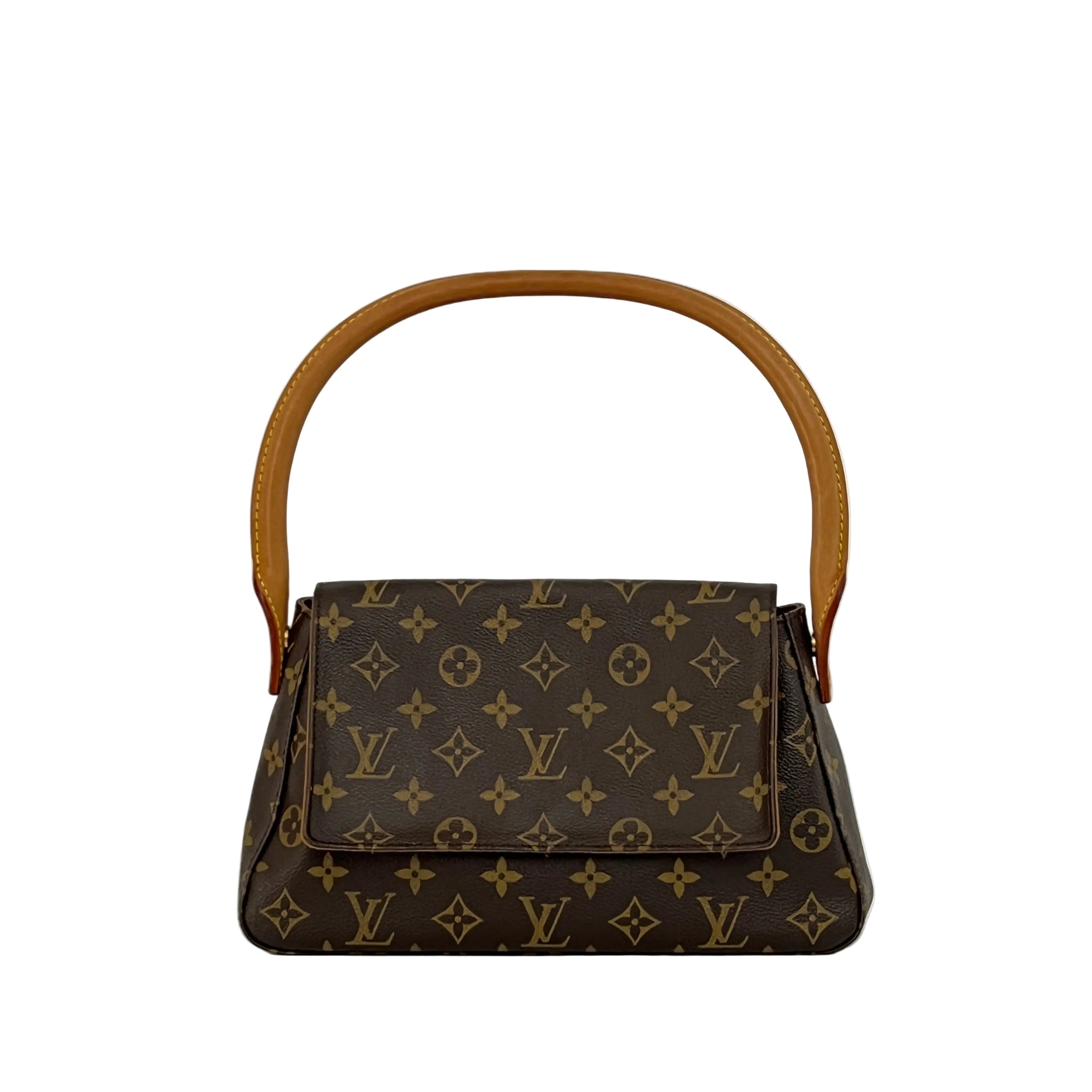 Sac à main LOUIS VUITTON Looping PM toile et cuir marron