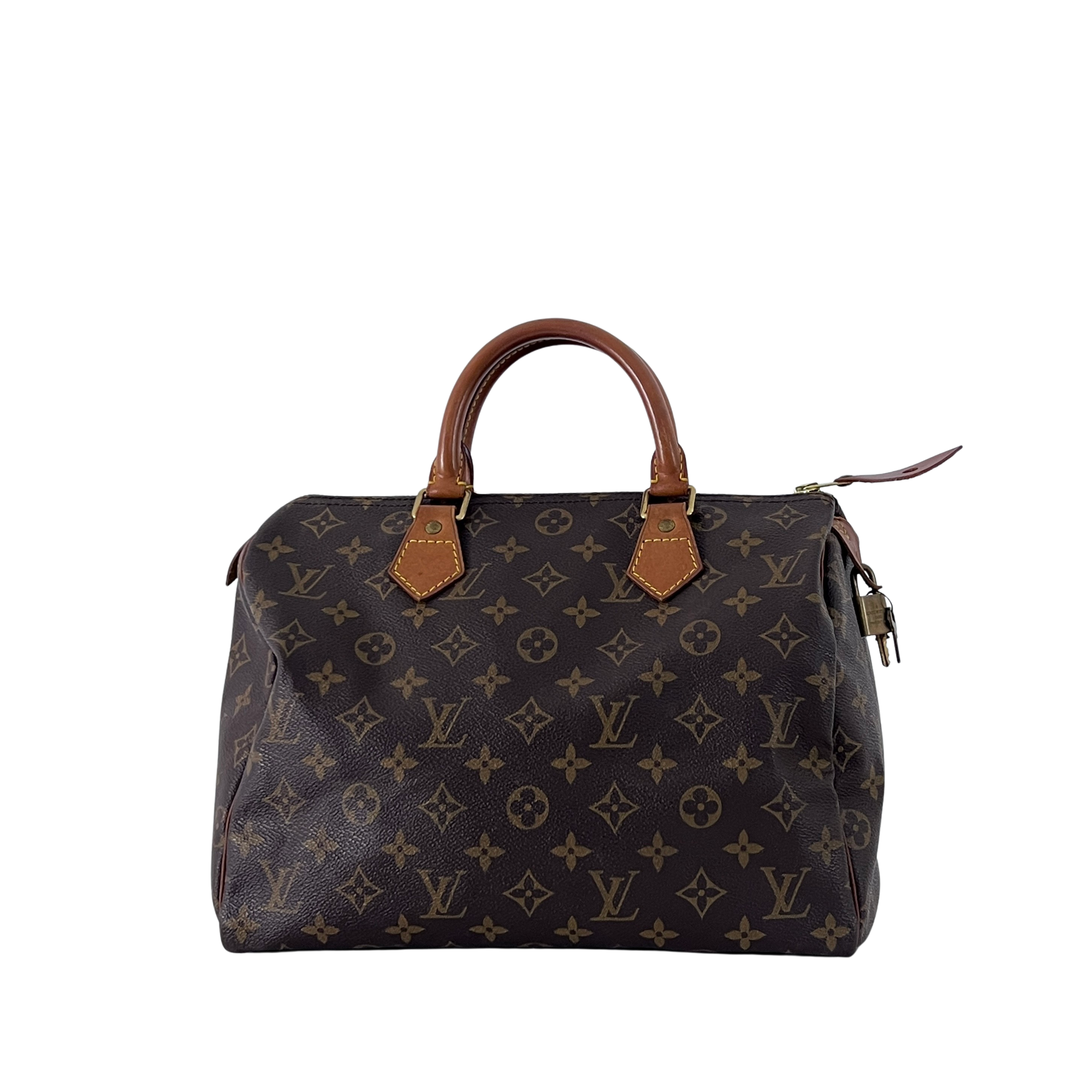 Sac à main LOUIS VUITTON Speedy 30 toile et cuir marron