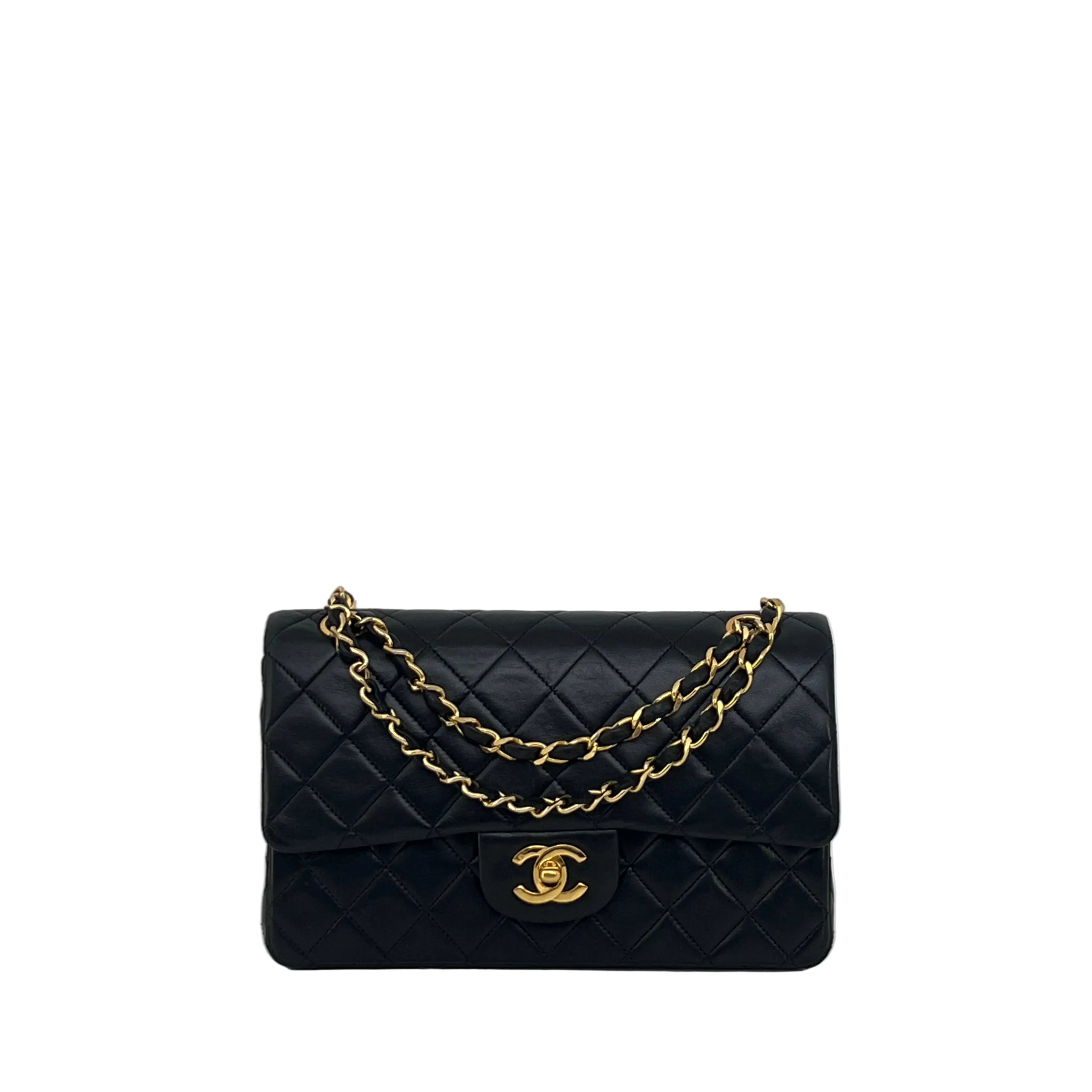 Sac à bandoulière CHANEL Classique Small cuir d'agneau noir vintage 1986-1988