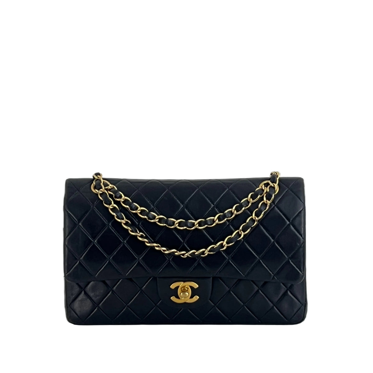 Sac à bandoulière CHANEL Classique 11.12 Medium cuir d'agneau noir vintage 2000-2002