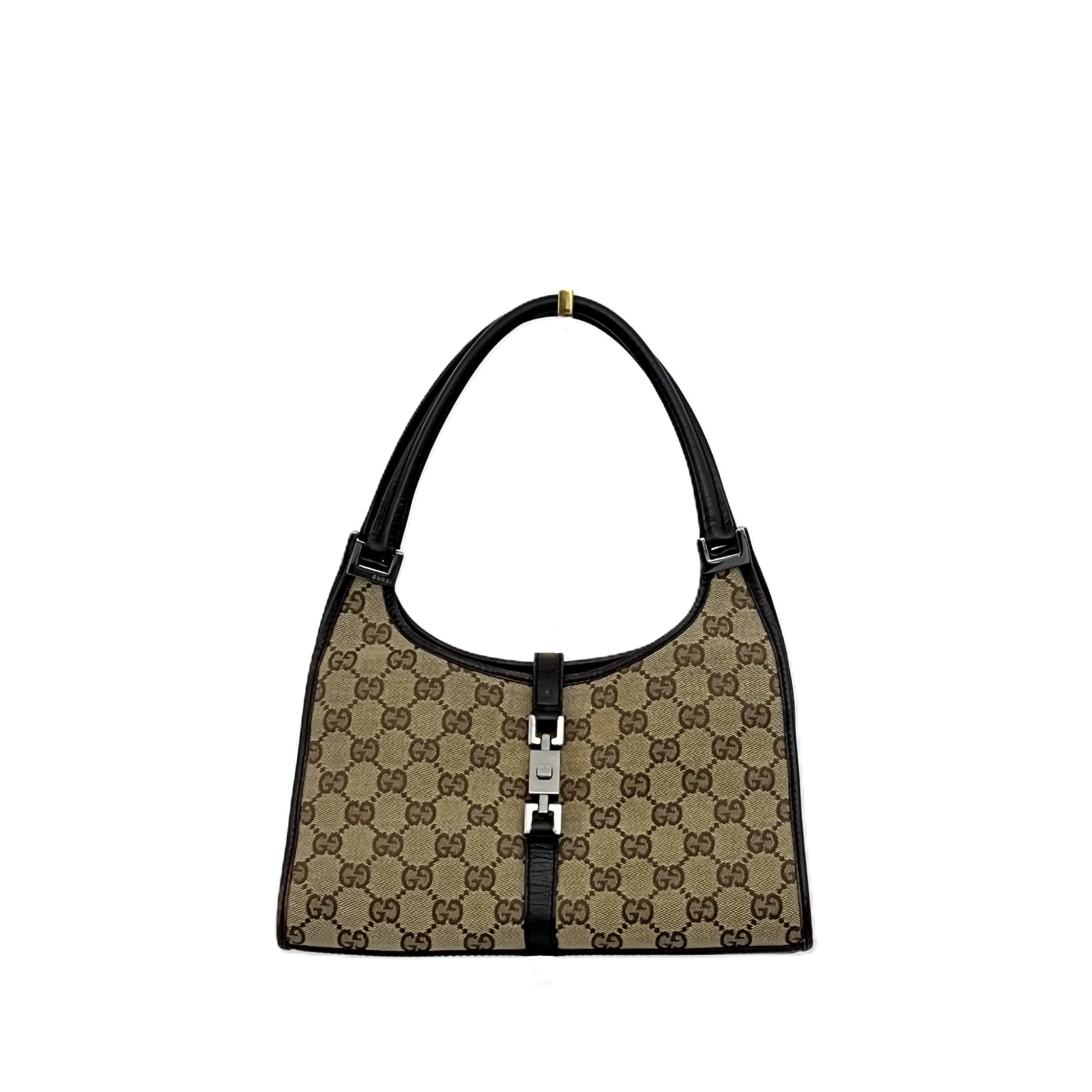 Sac GUCCI Jackie Small toile et cuir marron