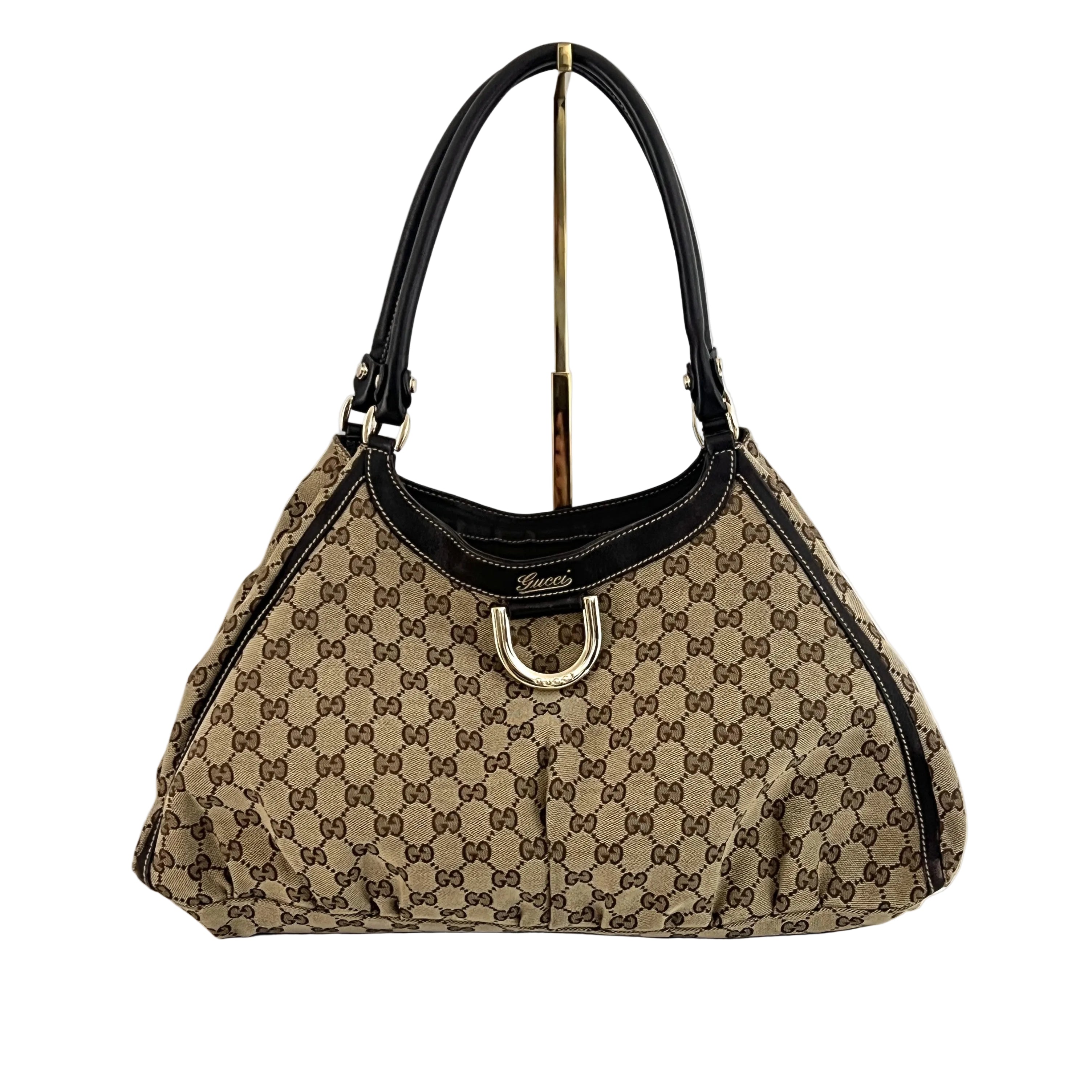 Sac à main GUCCI Abbey Hobo toile et cuir marron
