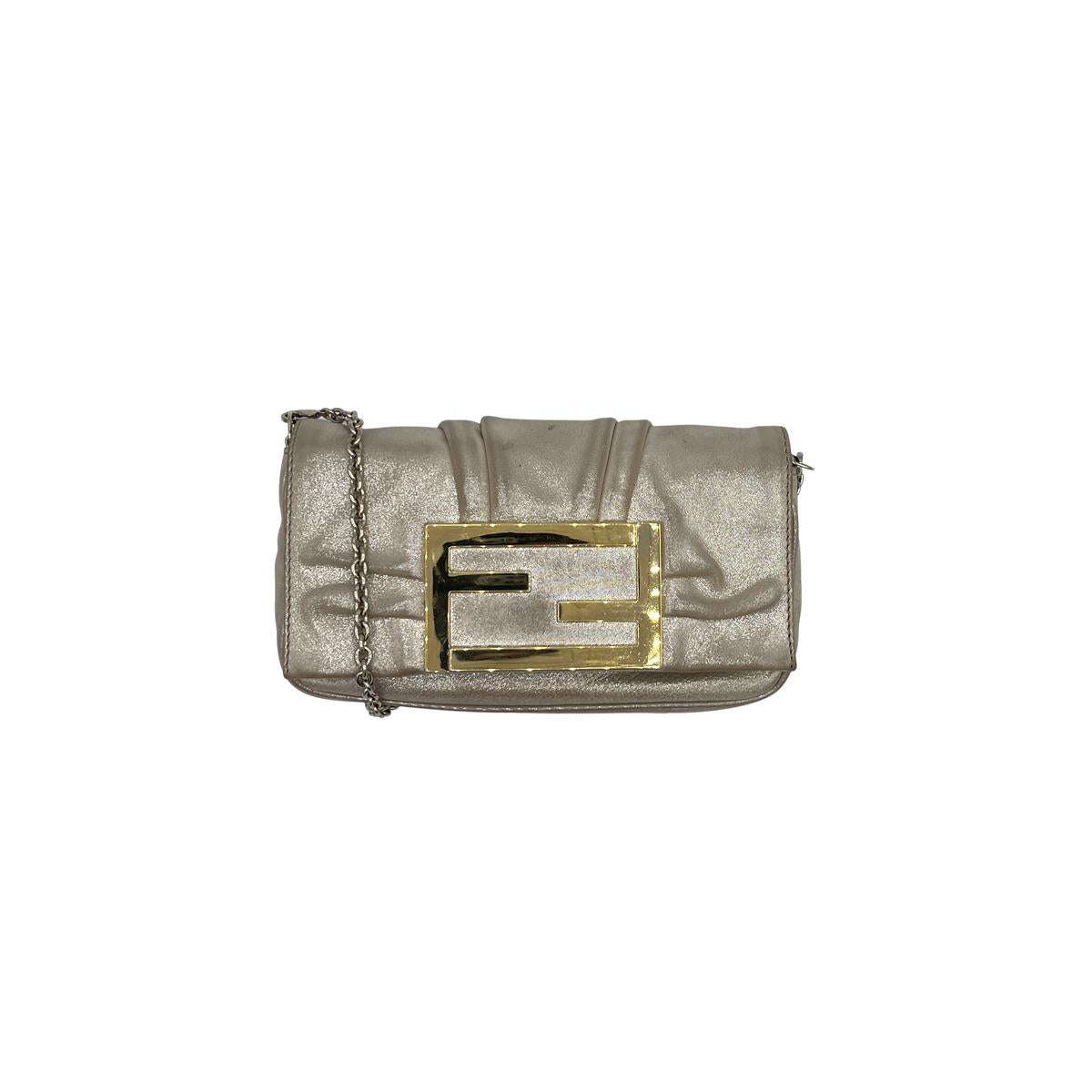 Sac à main FENDI Mettalic Mia cuir beige