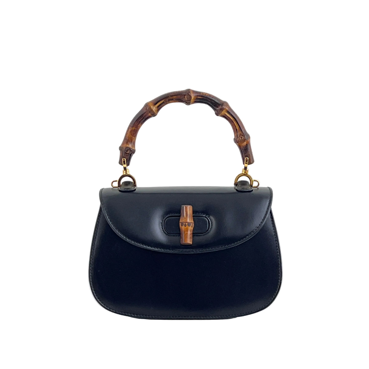 GUCCI Bamboo 1947 Small black smooth leather shoulder bag