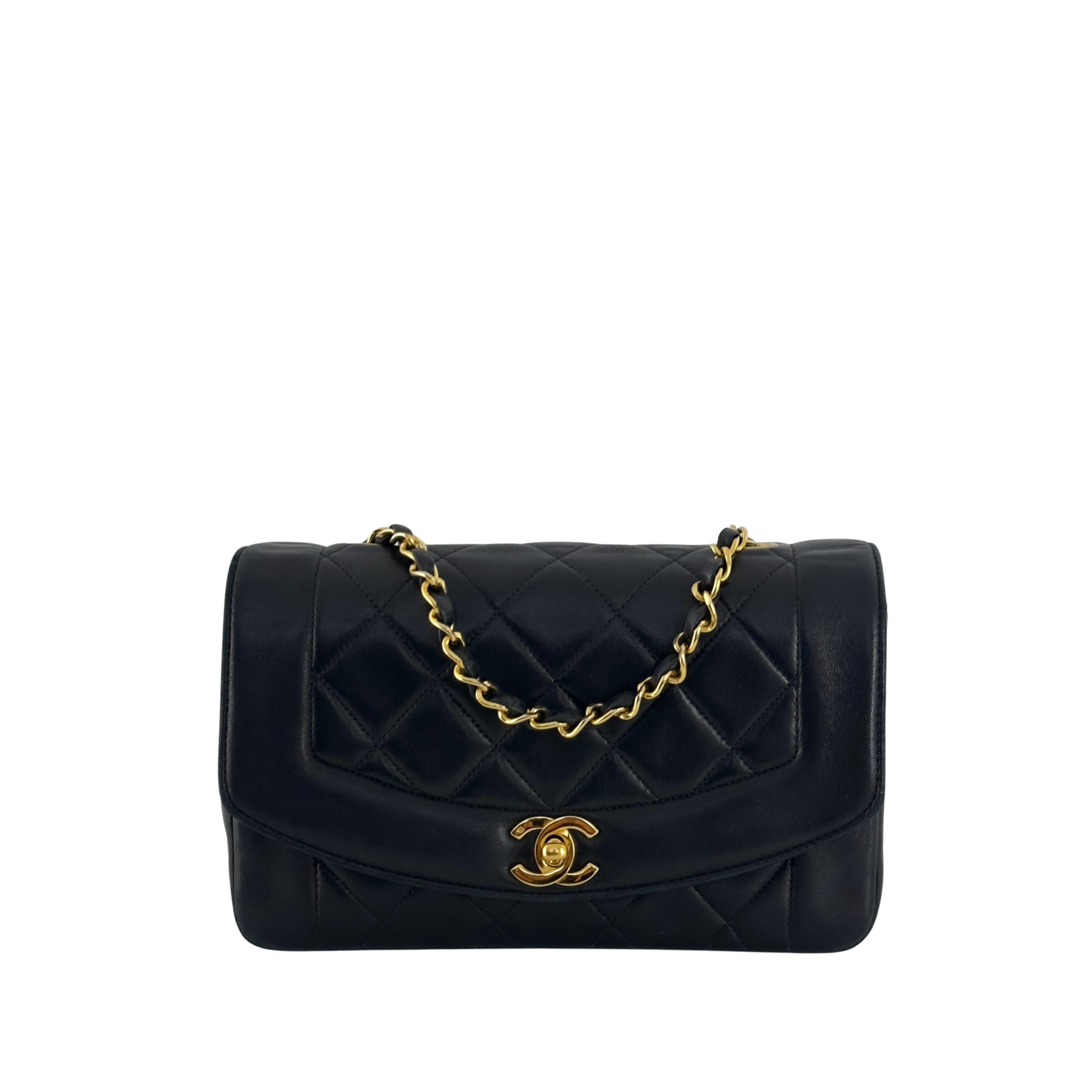 Sac à main CHANEL Diana Small cuir d'agneau noir