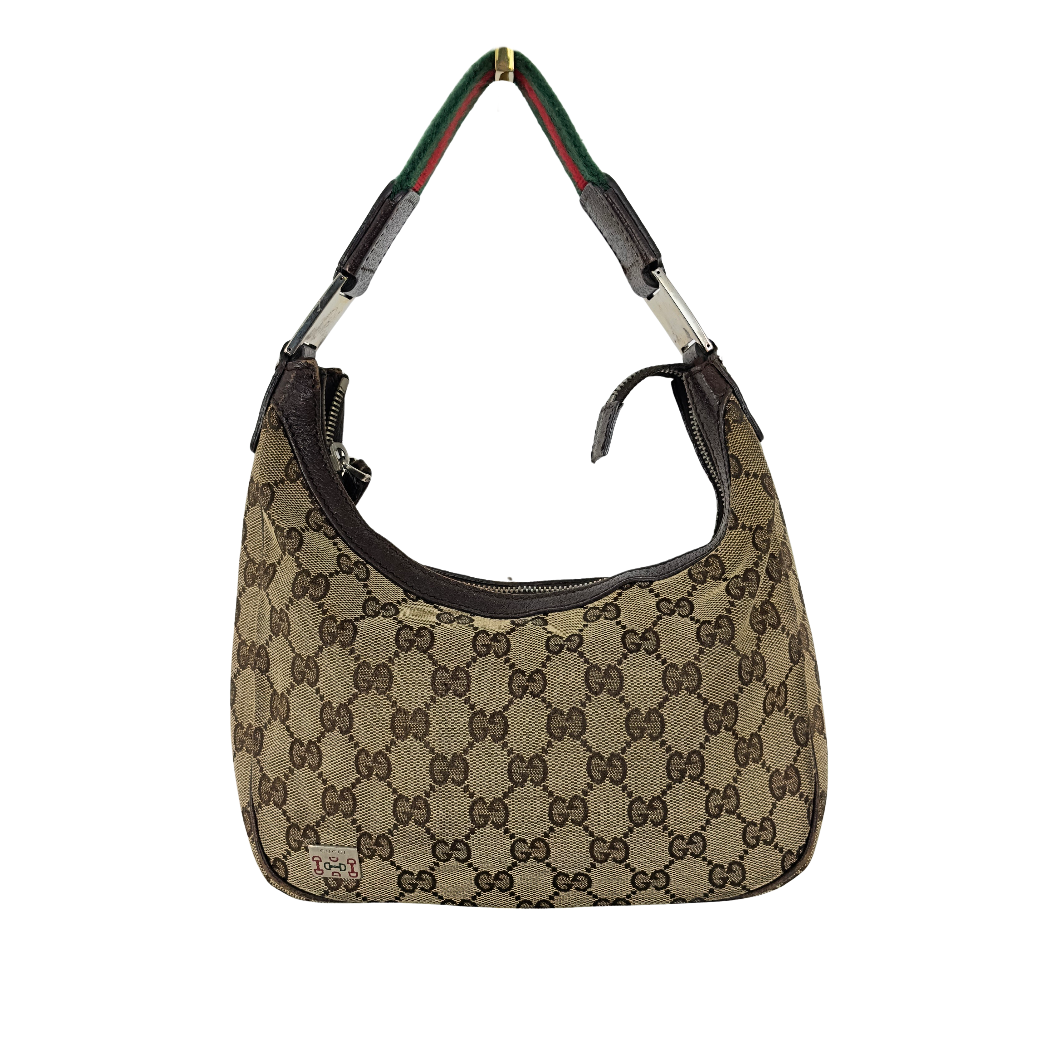 Sac à main GUCCI Hobo toile et cuir marron