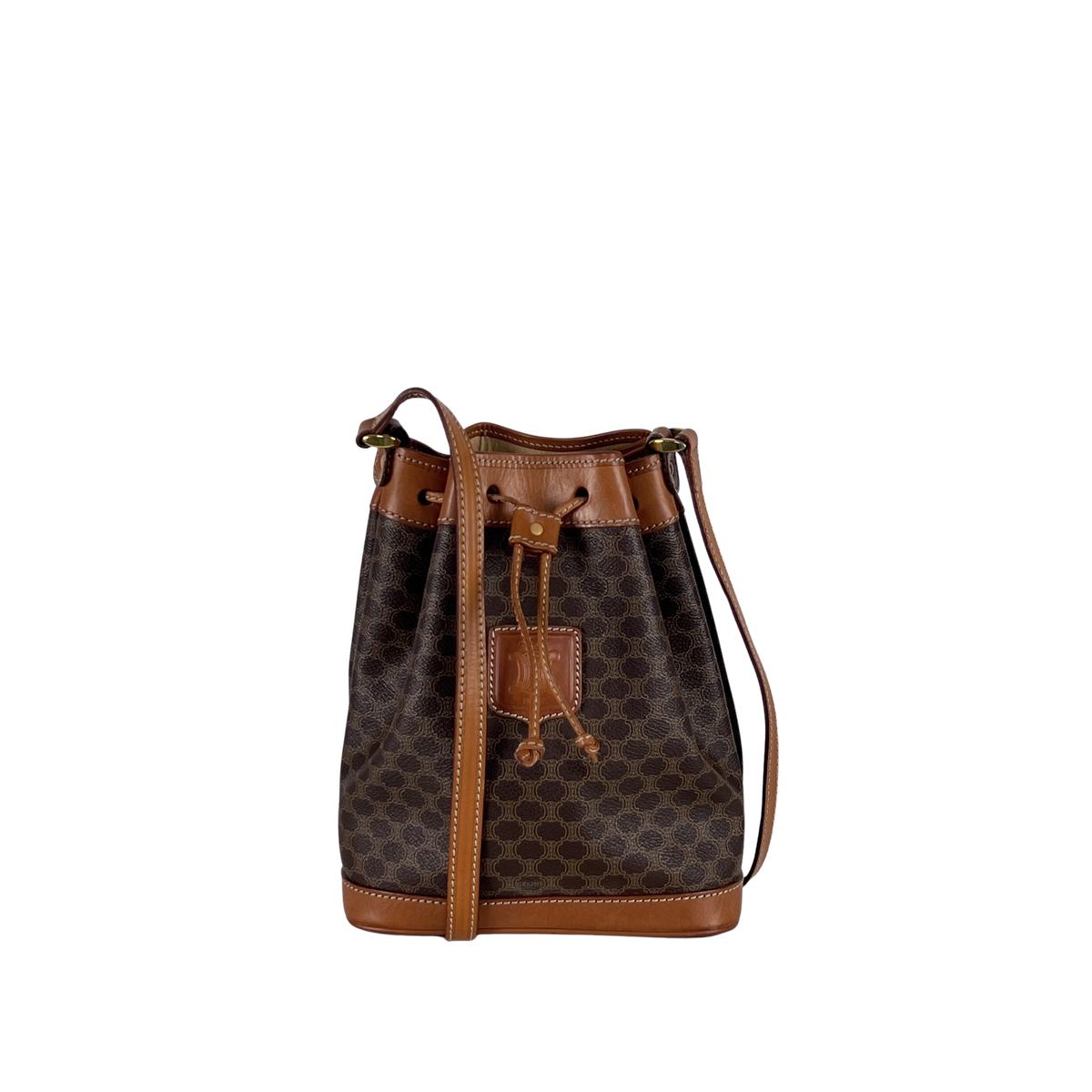 Sac à main CELINE Seau toile et cuir marron