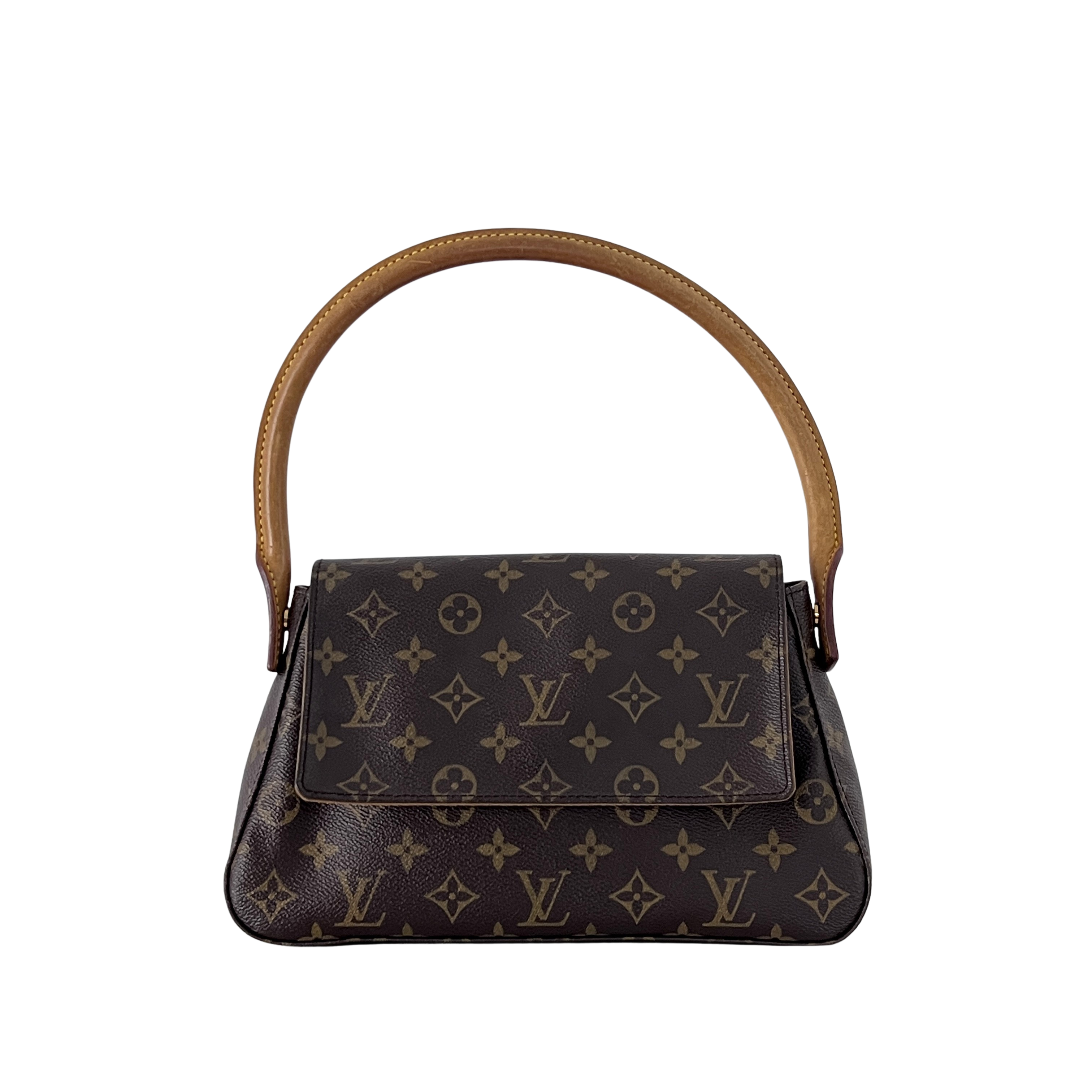 Sac à main LOUIS VUITTON Looping PM toile et cuir marron