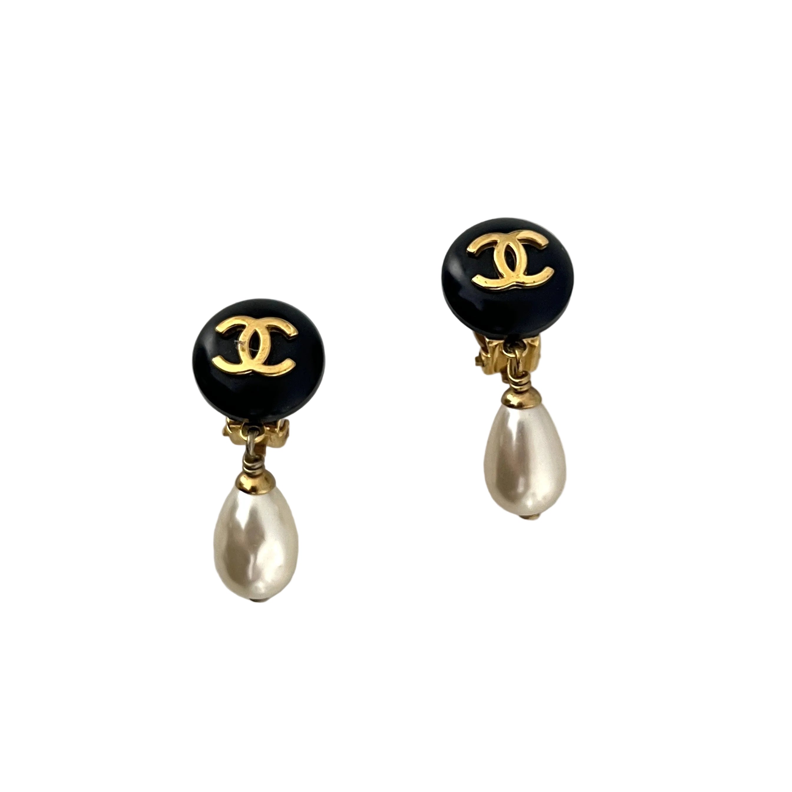 Boucles d'oreilles CHANEL CC Perles Goutte Collection 1997
