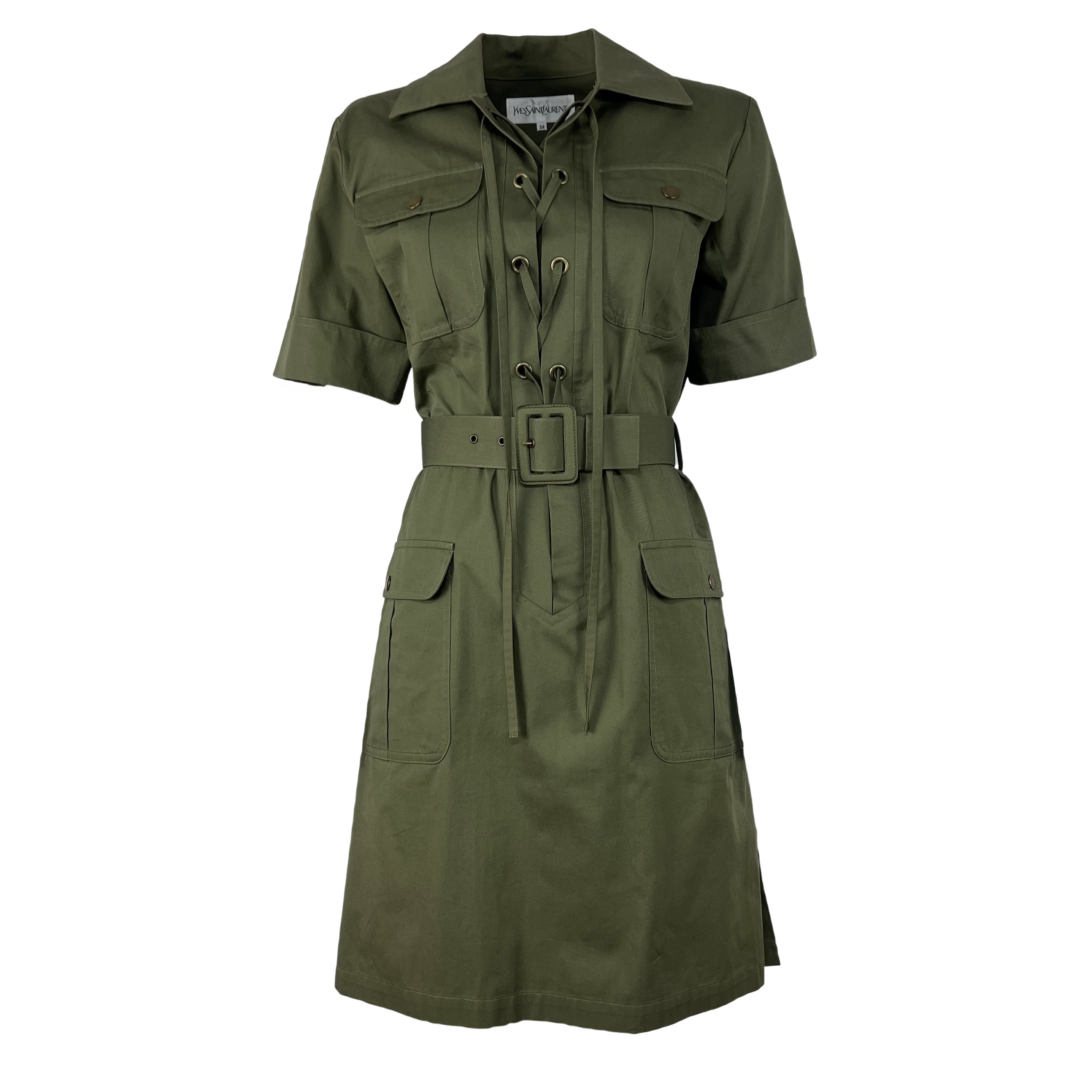 Robe SAINT LAURENT Saharienne XS Coton Vert