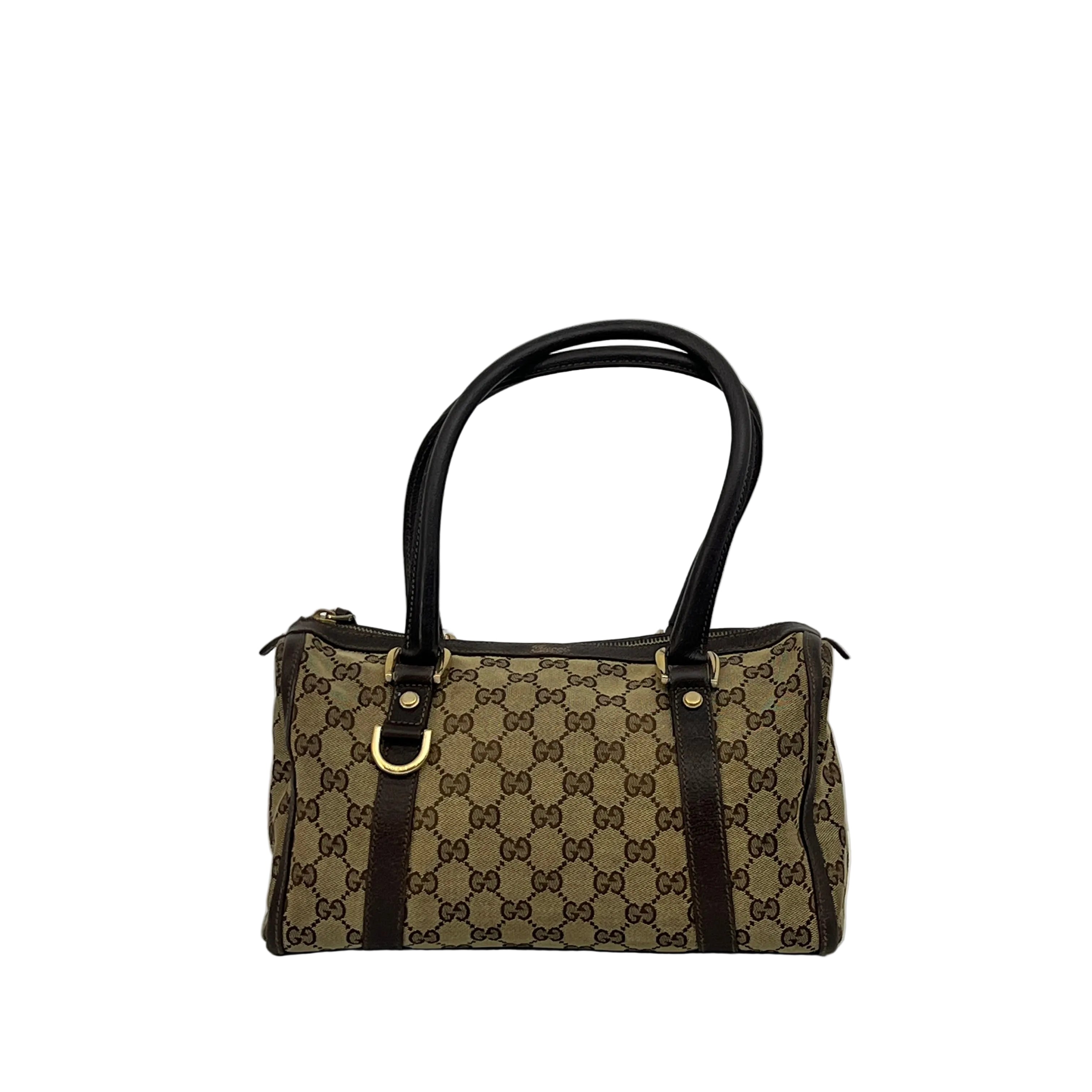 Sac GUCCI Mini Abbey Boston toile et cuir marron