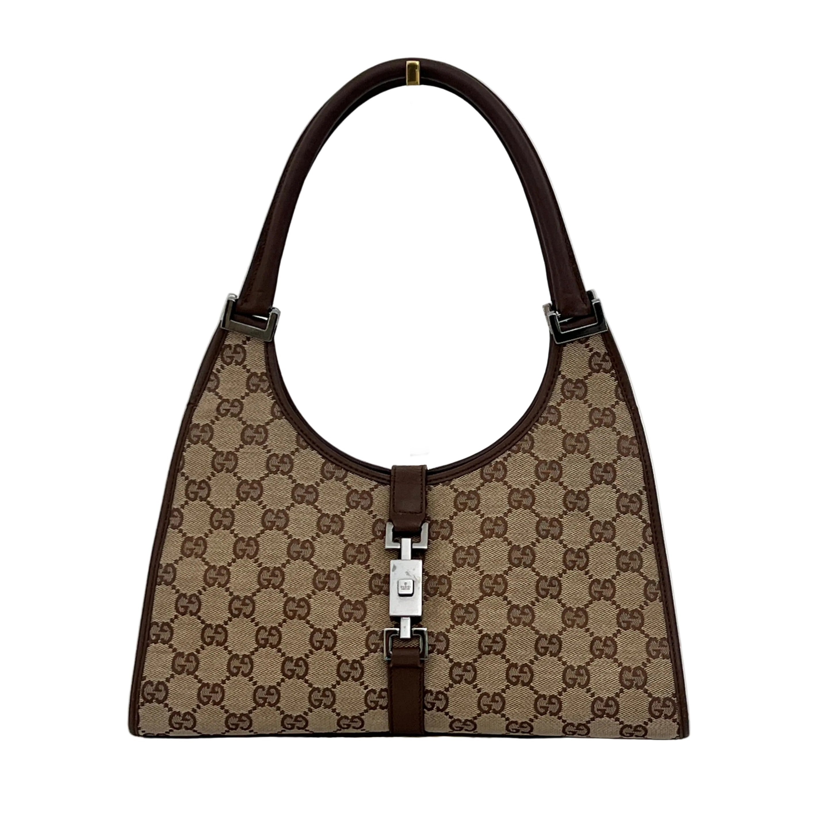 GUCCI Jackie brown canvas and leather bag