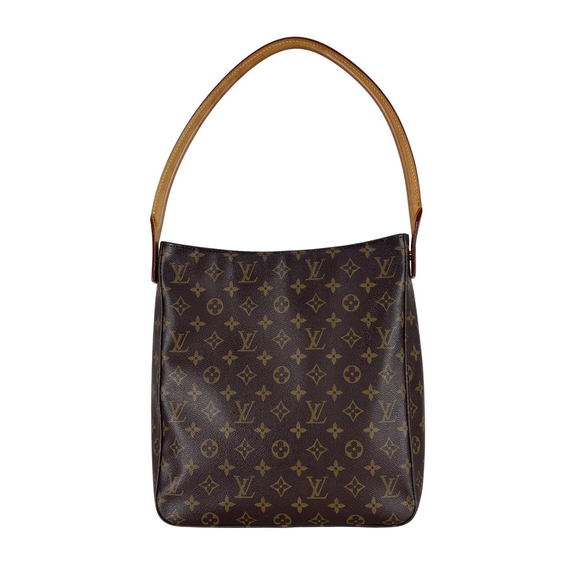 Sac à main LOUIS VUITTON Looping toile et cuir marron