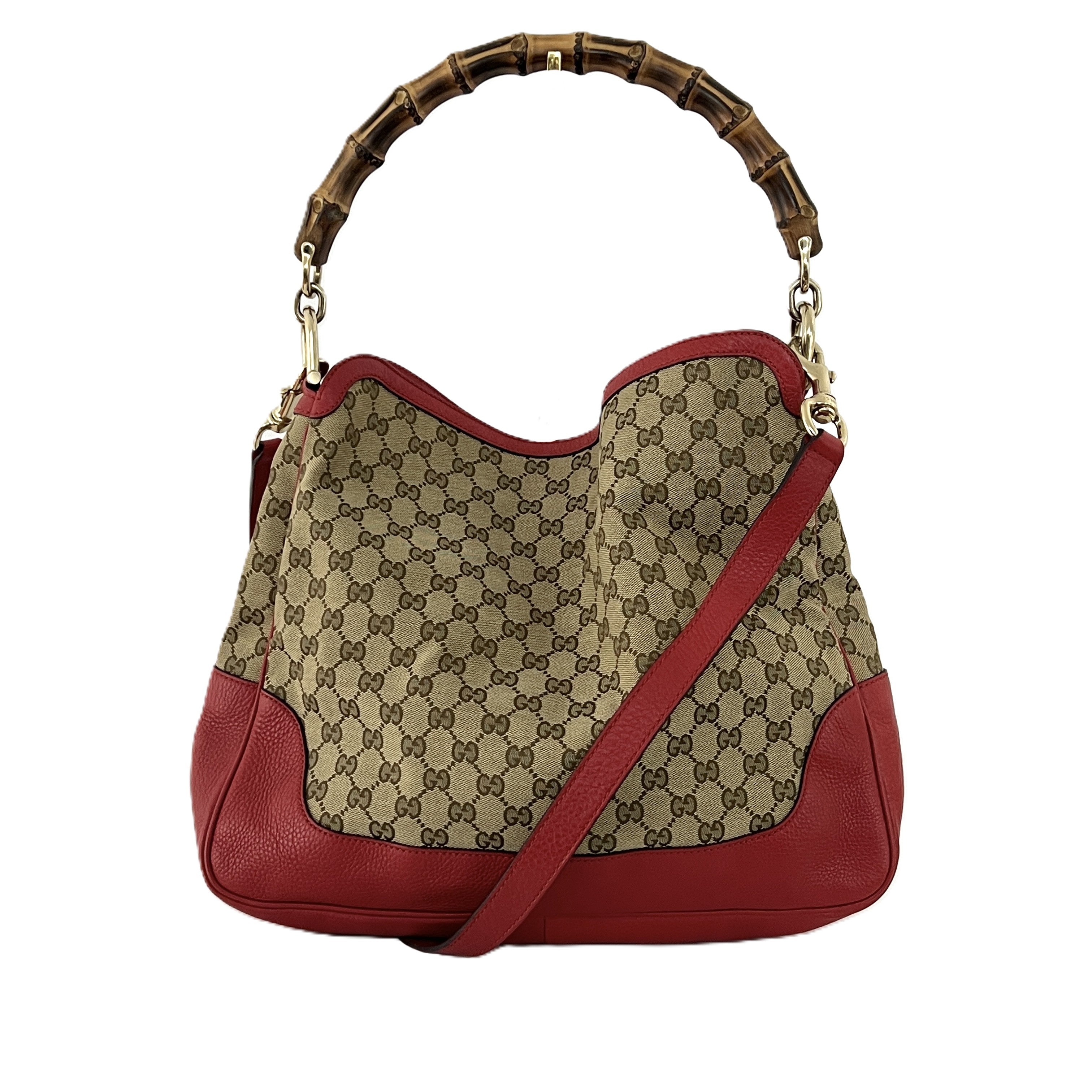 GUCCI Diana Bamboo handbag in brown canvas and leather