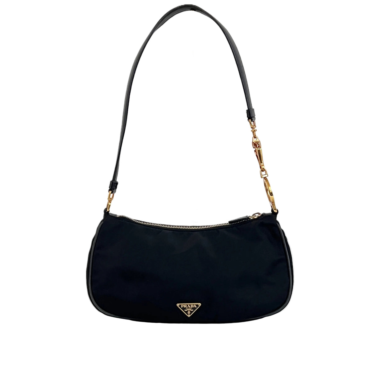 PRADA Shoulder Bag in black nylon and leather
