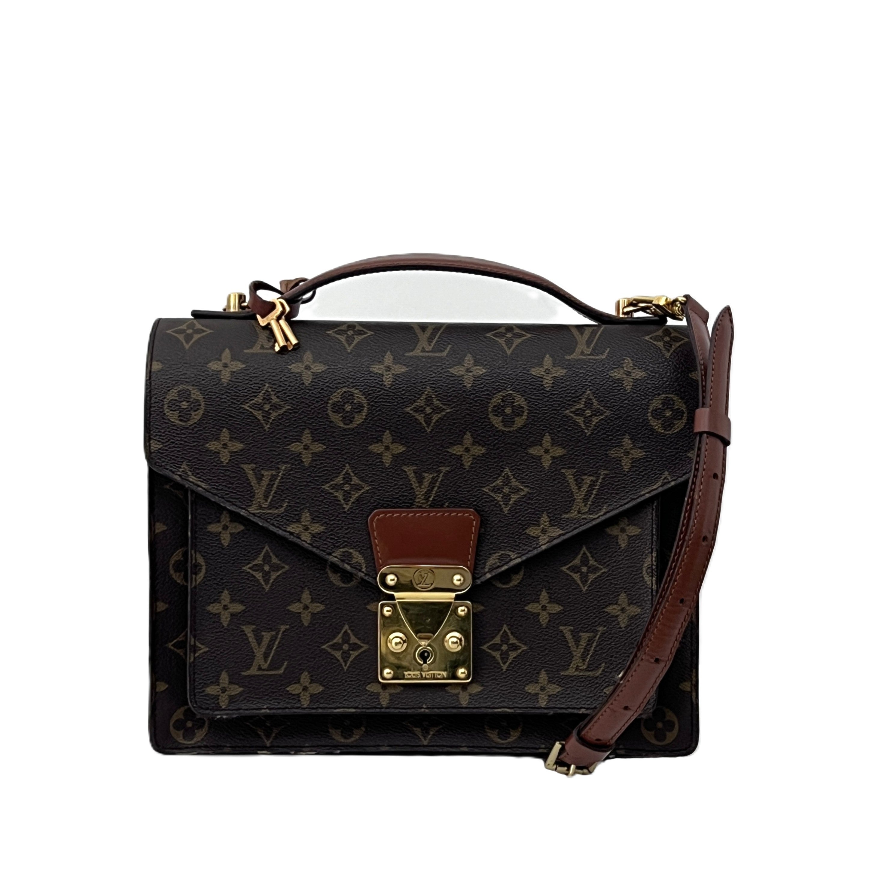 Sac à bandoulière LOUIS VUITTON Monceau toile et cuir marron