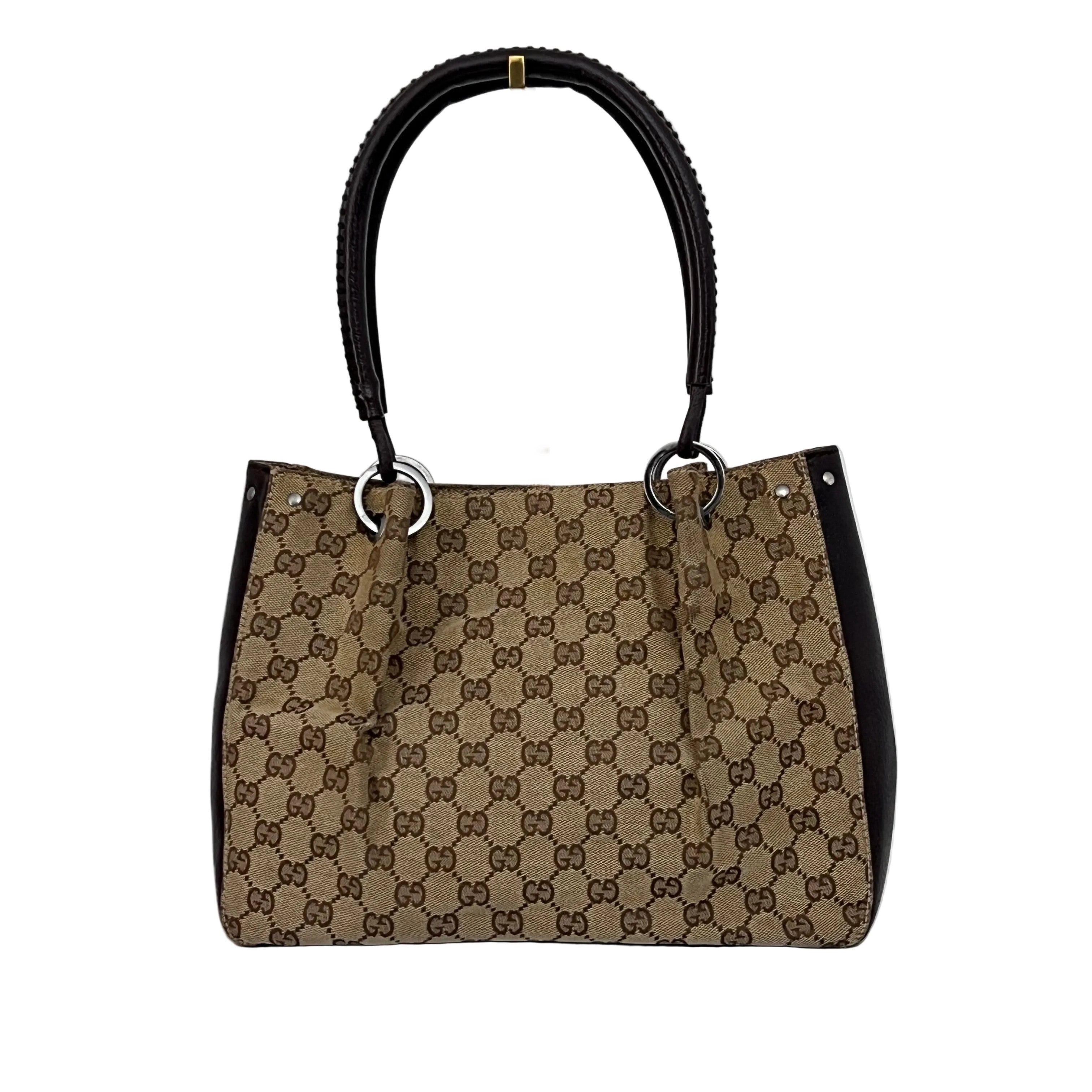Sac GUCCI Hobo toile et cuir marron