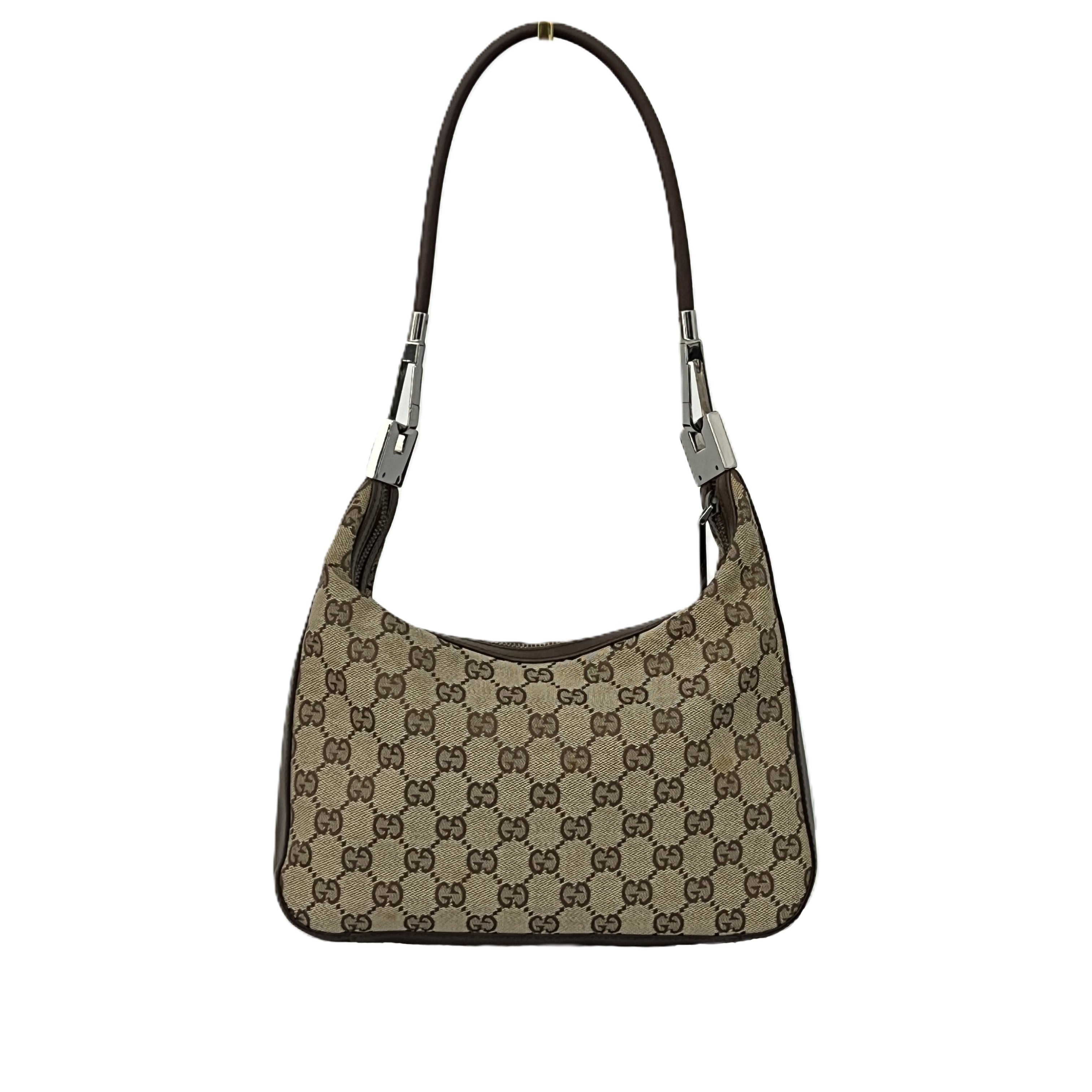 Sac GUCCI Hobo toile et cuir marron