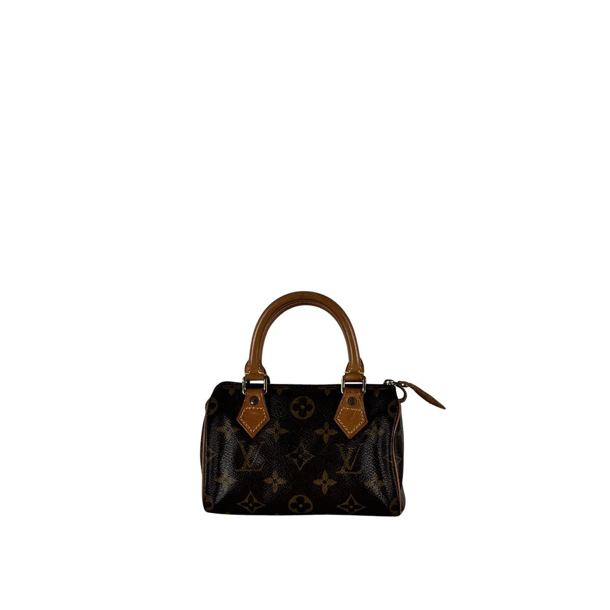 Sac à main LOUIS VUITTON Nano Speedy toile et cuir marron