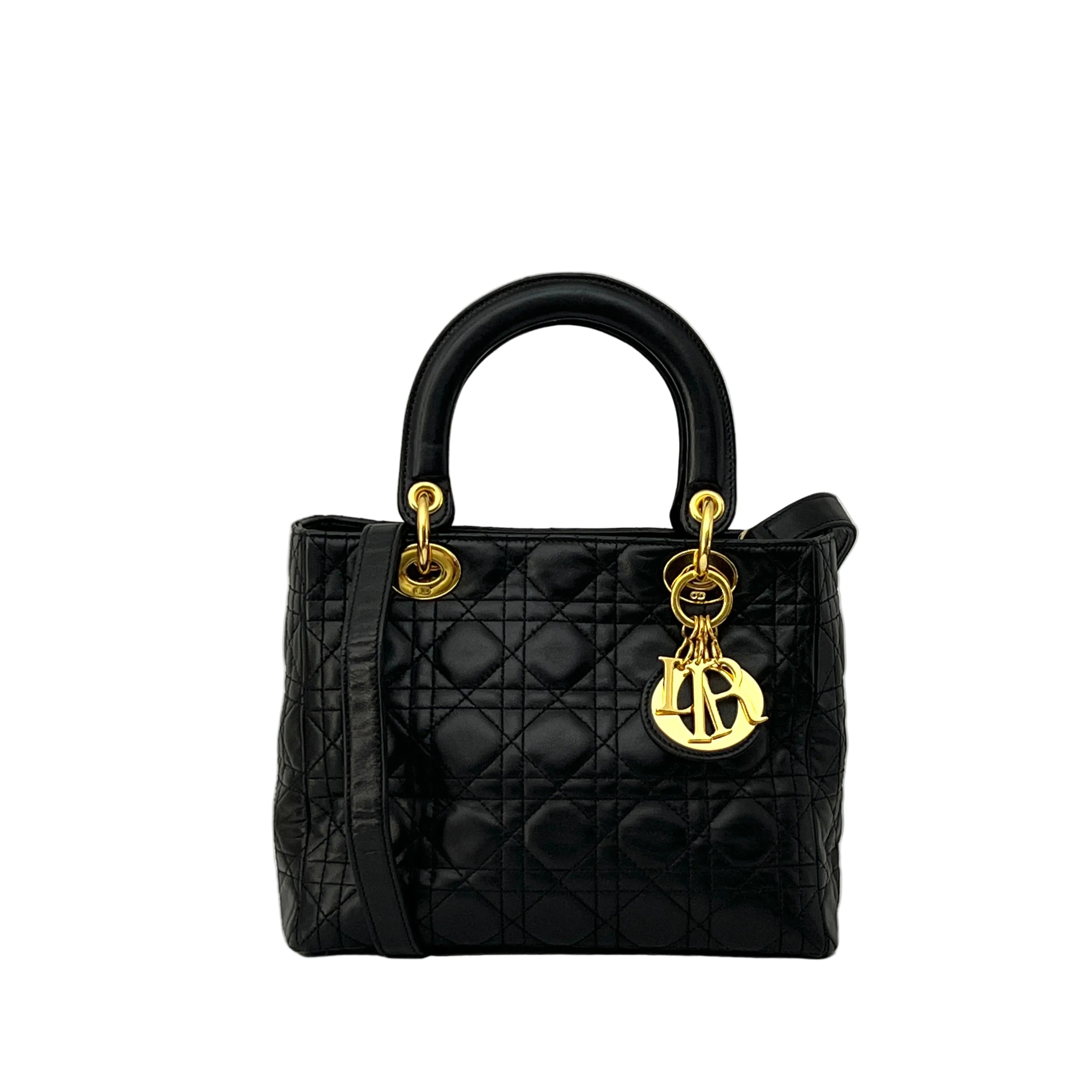 Sac à bandoulière DIOR Lady Dior Medium cuir d'agneau noir
