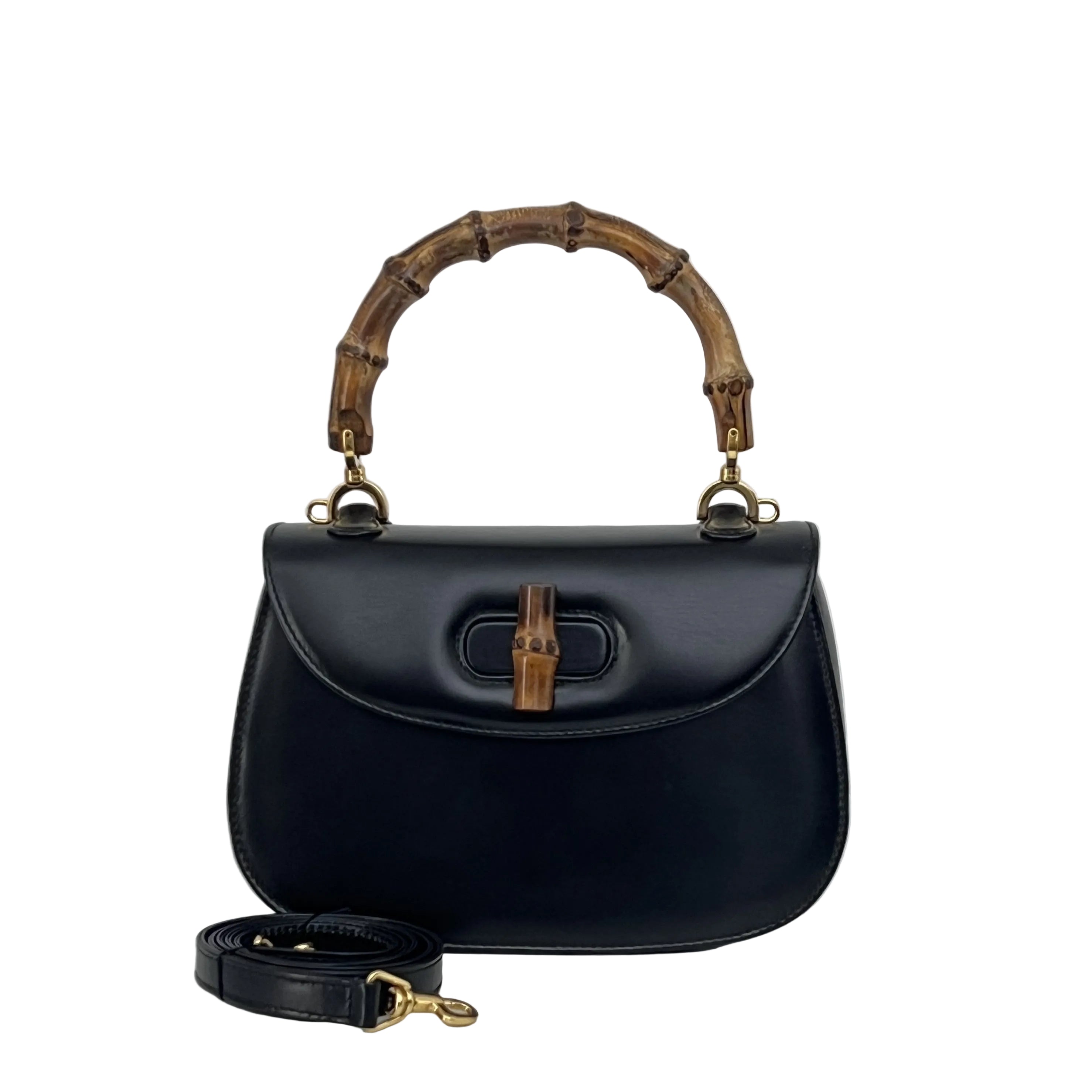GUCCI Bamboo 1947 Small smooth black leather bag