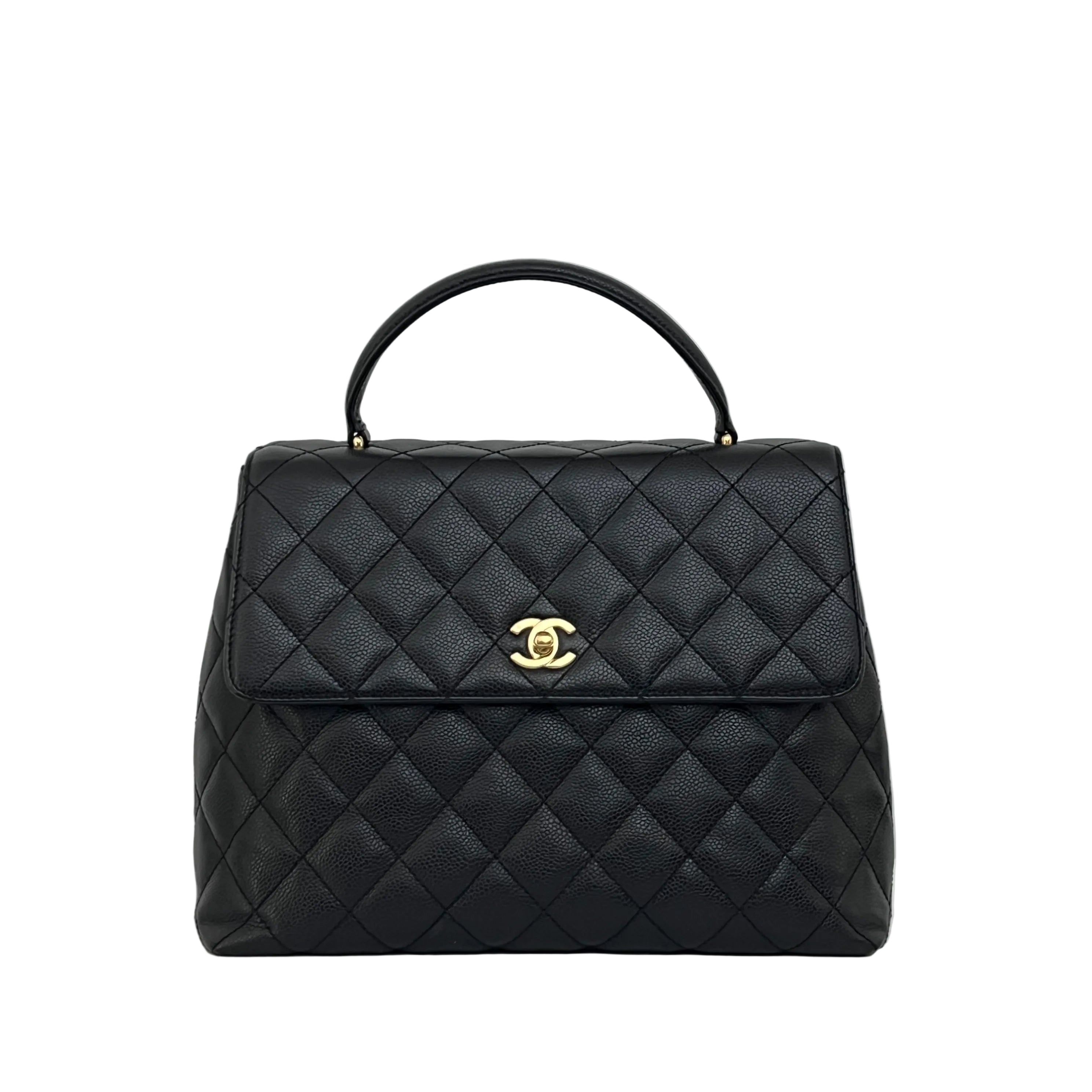 Sac CHANEL Top Handle cuir caviar noir vintage 2003-2004