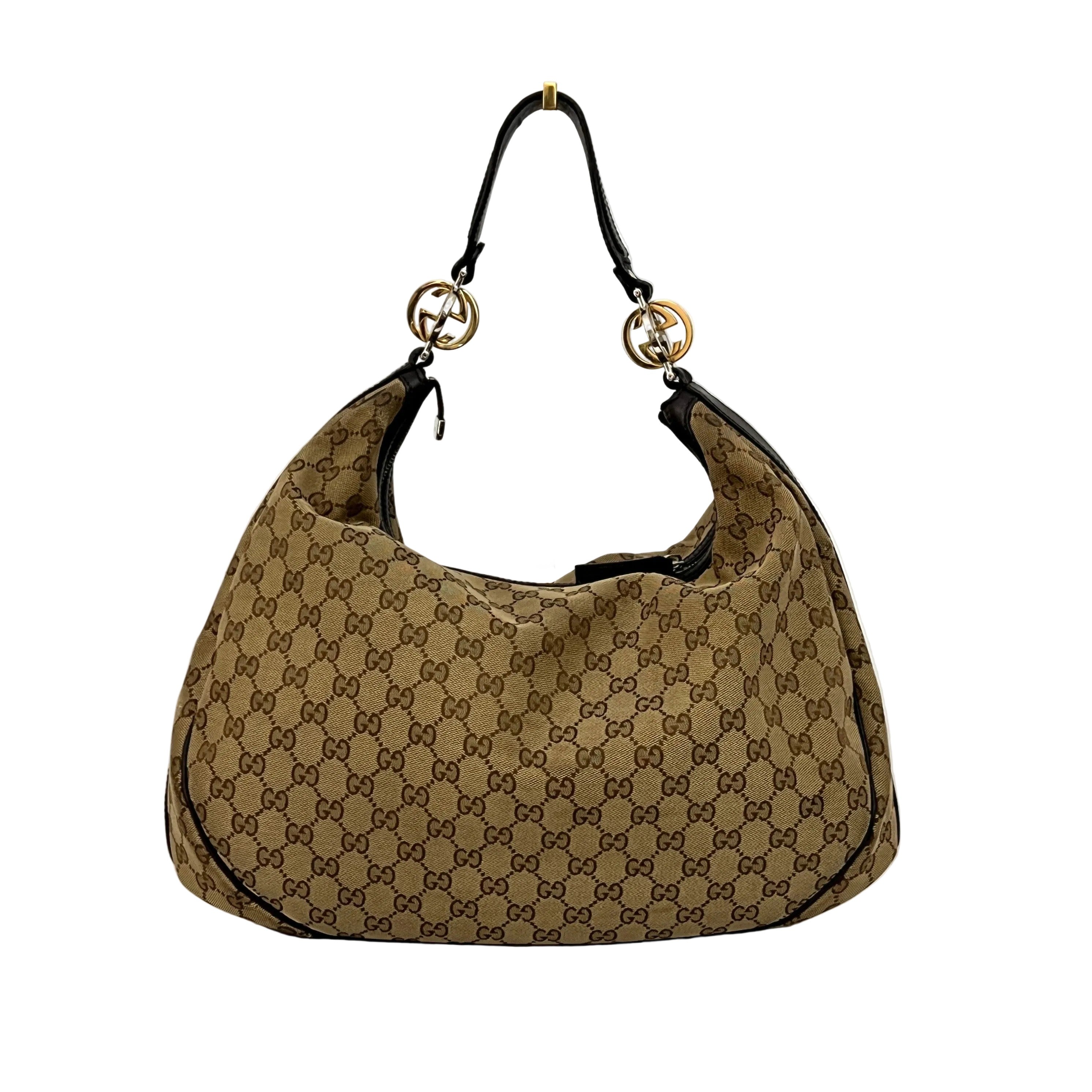 Sac GUCCI Twins GG toile et cuir marron