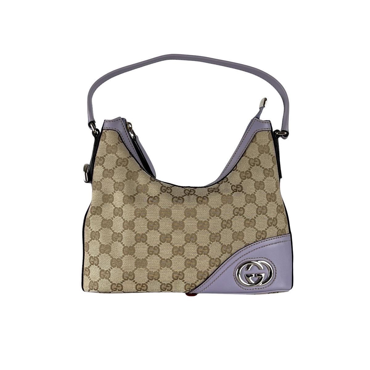 Sac à main GUCCI Hobo toile et cuir violet