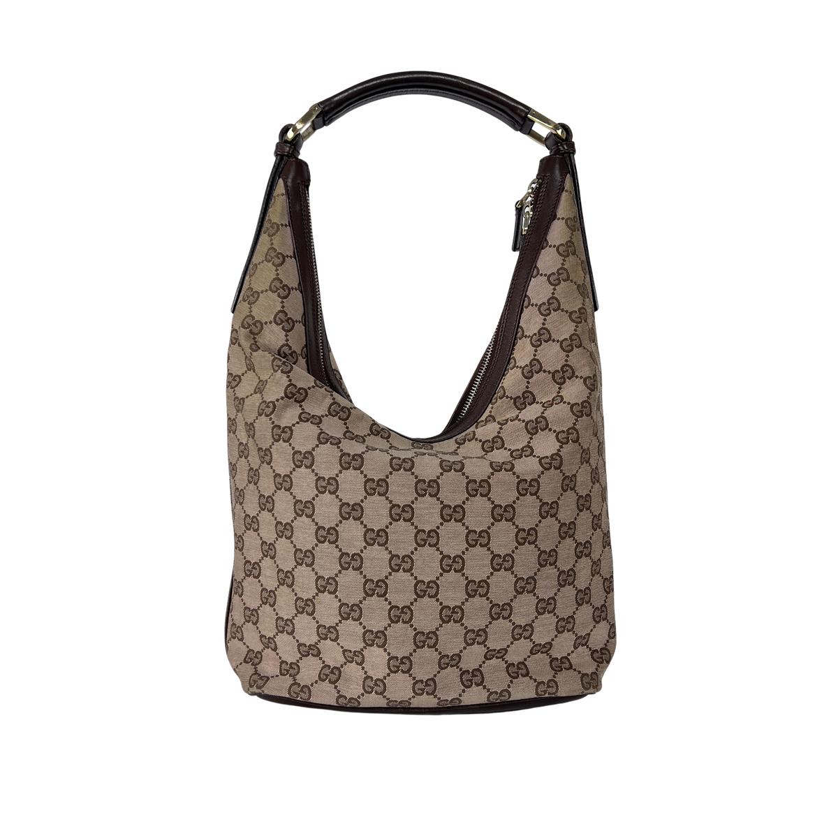 Sac à main GUCCI Hobo toile et cuir marron