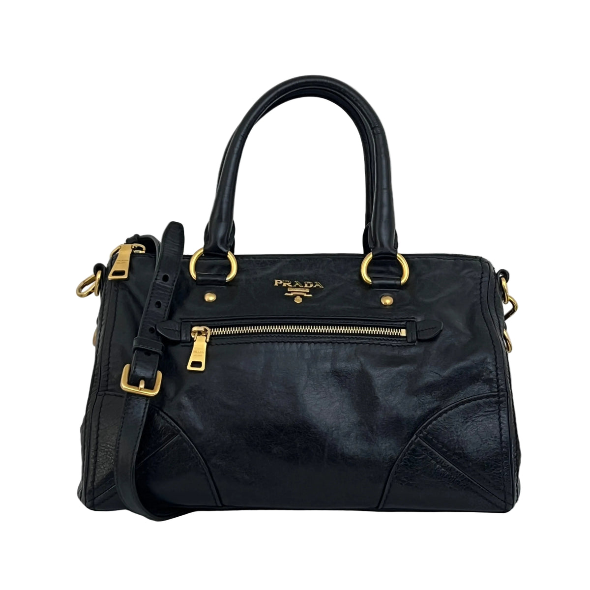 Sac à bandoulière PRADA Bonnie cuir lisse noir