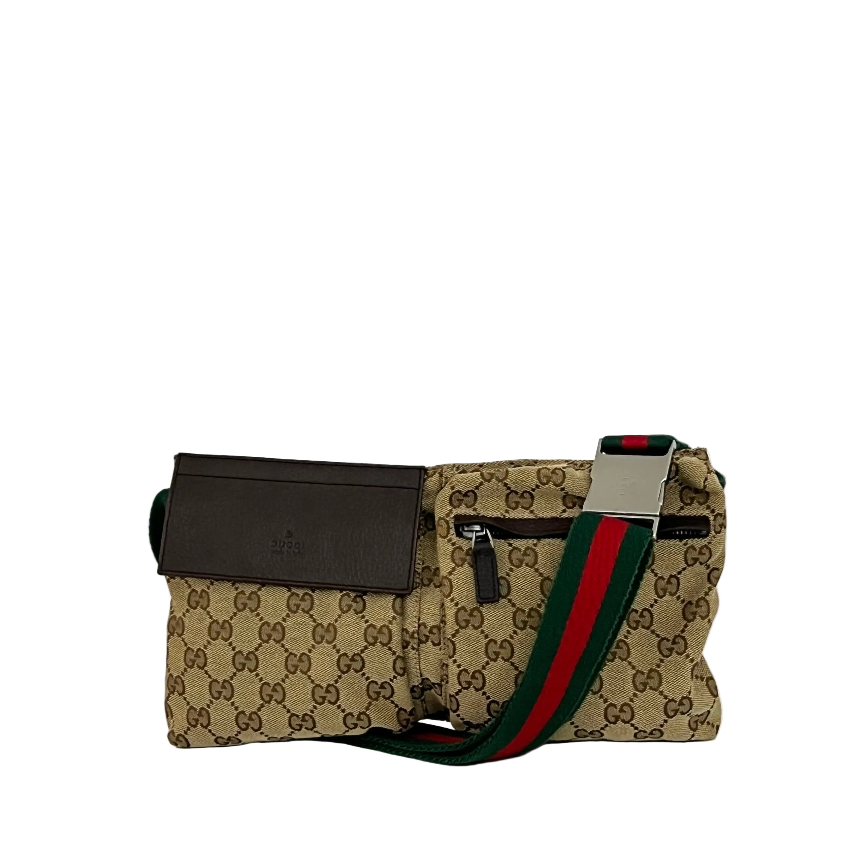 Sac à main GUCCI Belt bag toile et cuir marron