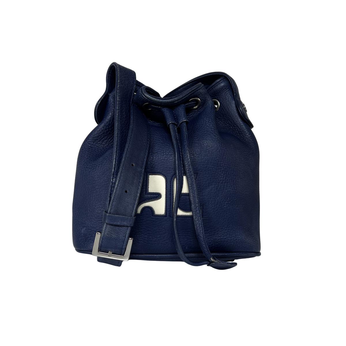 Sac à main COURREGES Bucket cuir bleu