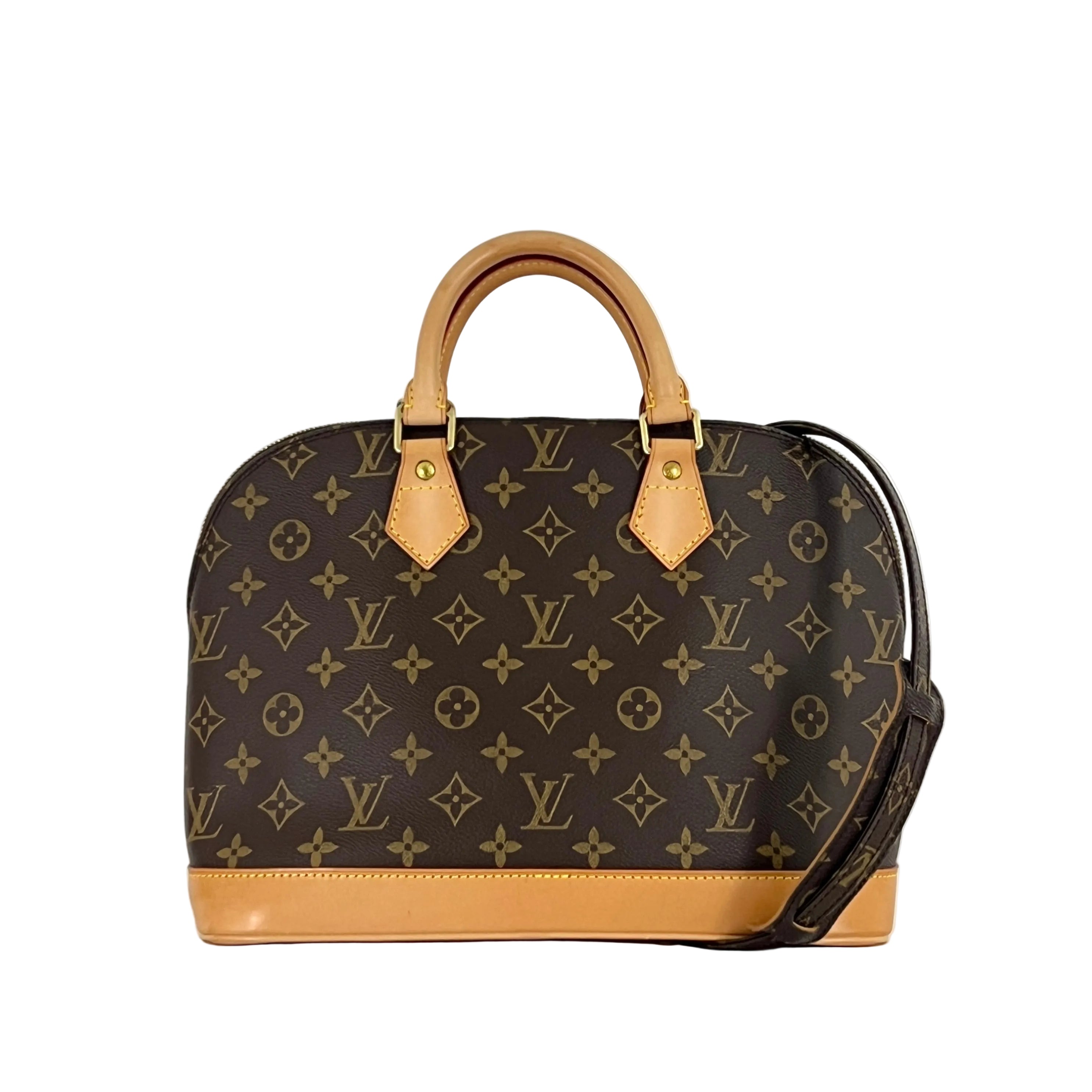 LOUIS VUITTON Alma PM handbag in brown canvas and leather