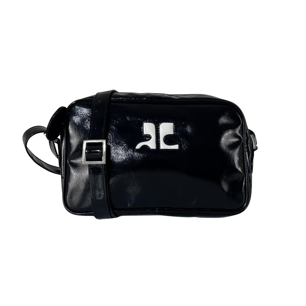 Sac à main COURREGES Caméra vinyle noir