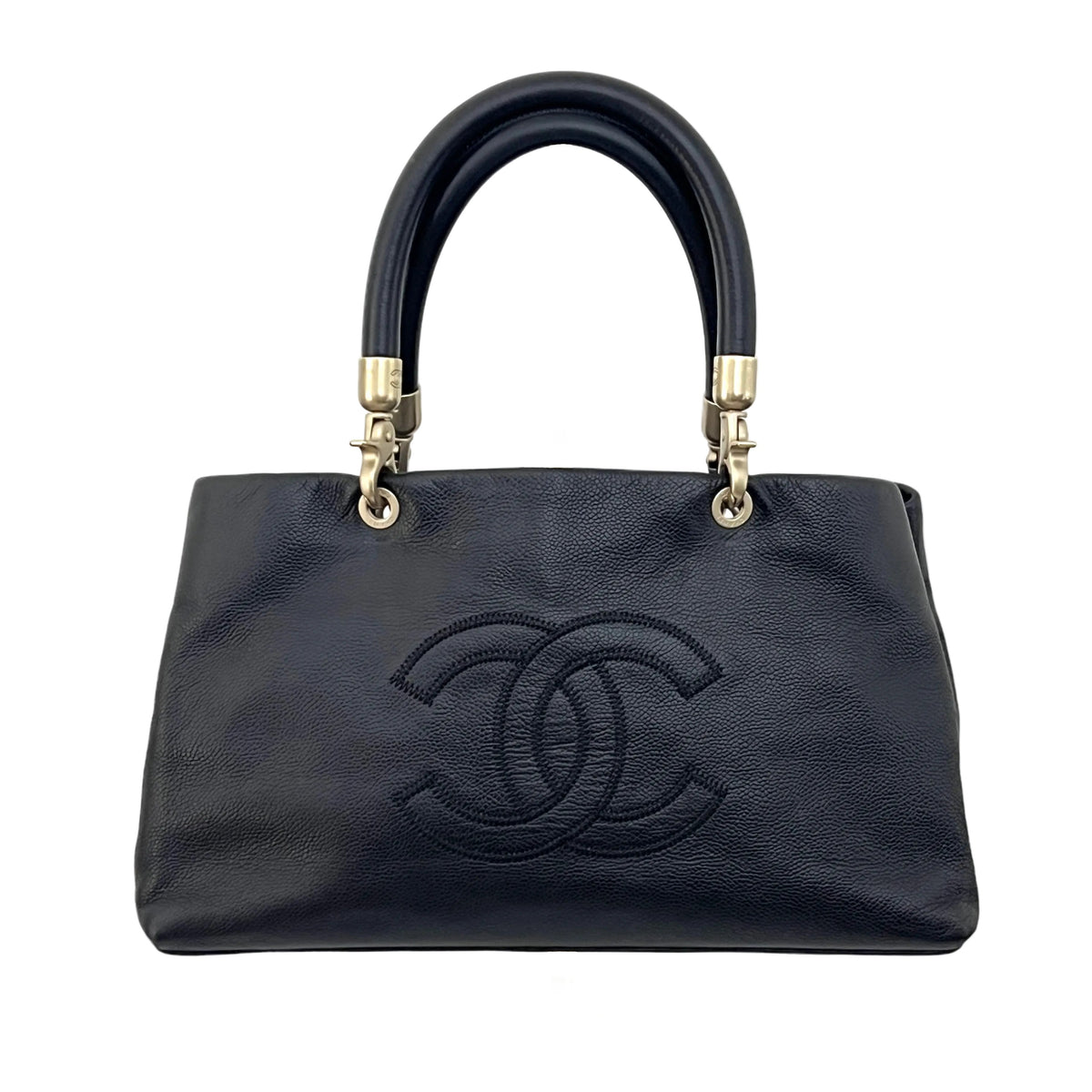 Sac CHANEL Tote Top Handle cuir caviar noir vintage 2003-2004