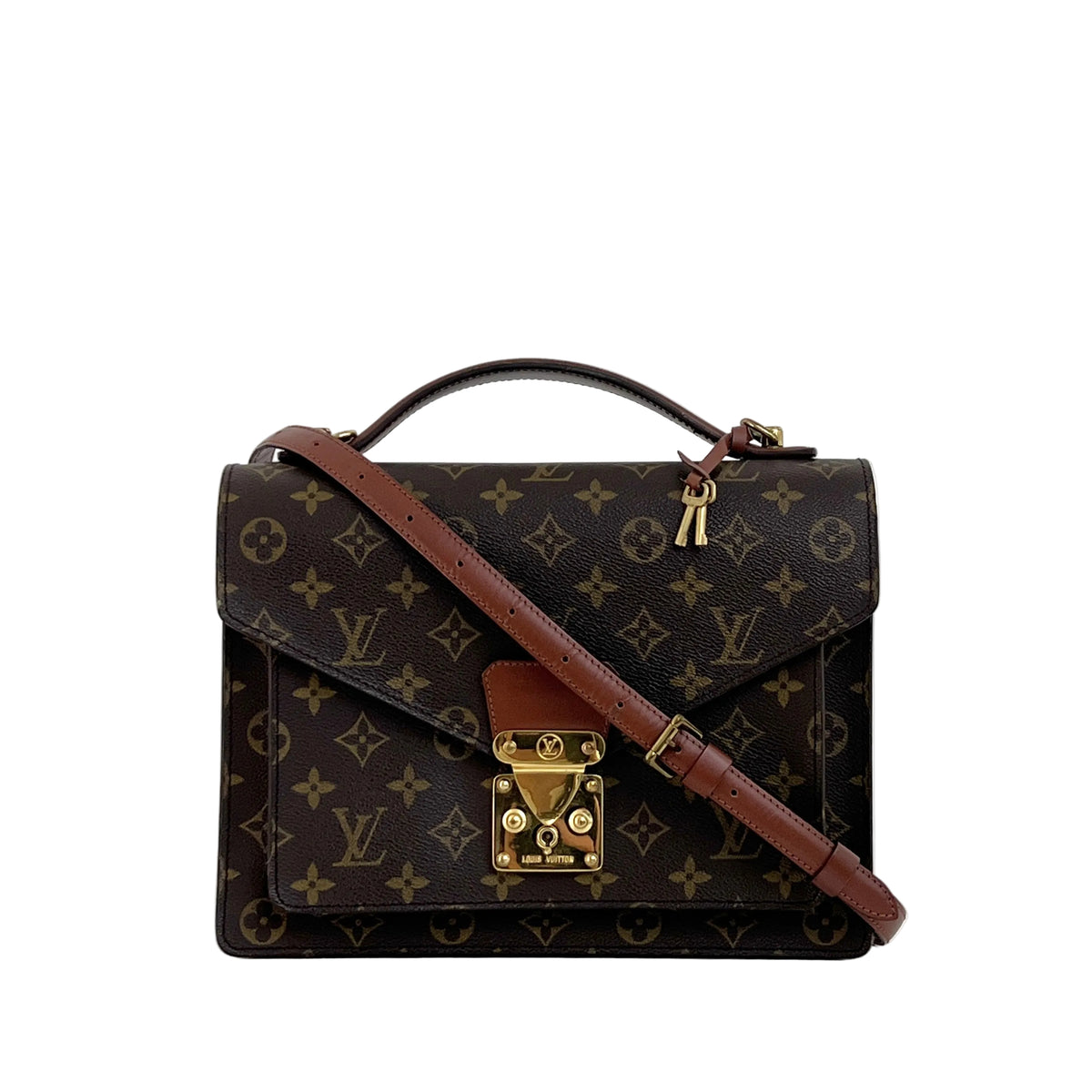 Sac à bandoulière LOUIS VUITTON Monceau 28 toile et cuir marron vintage 1984