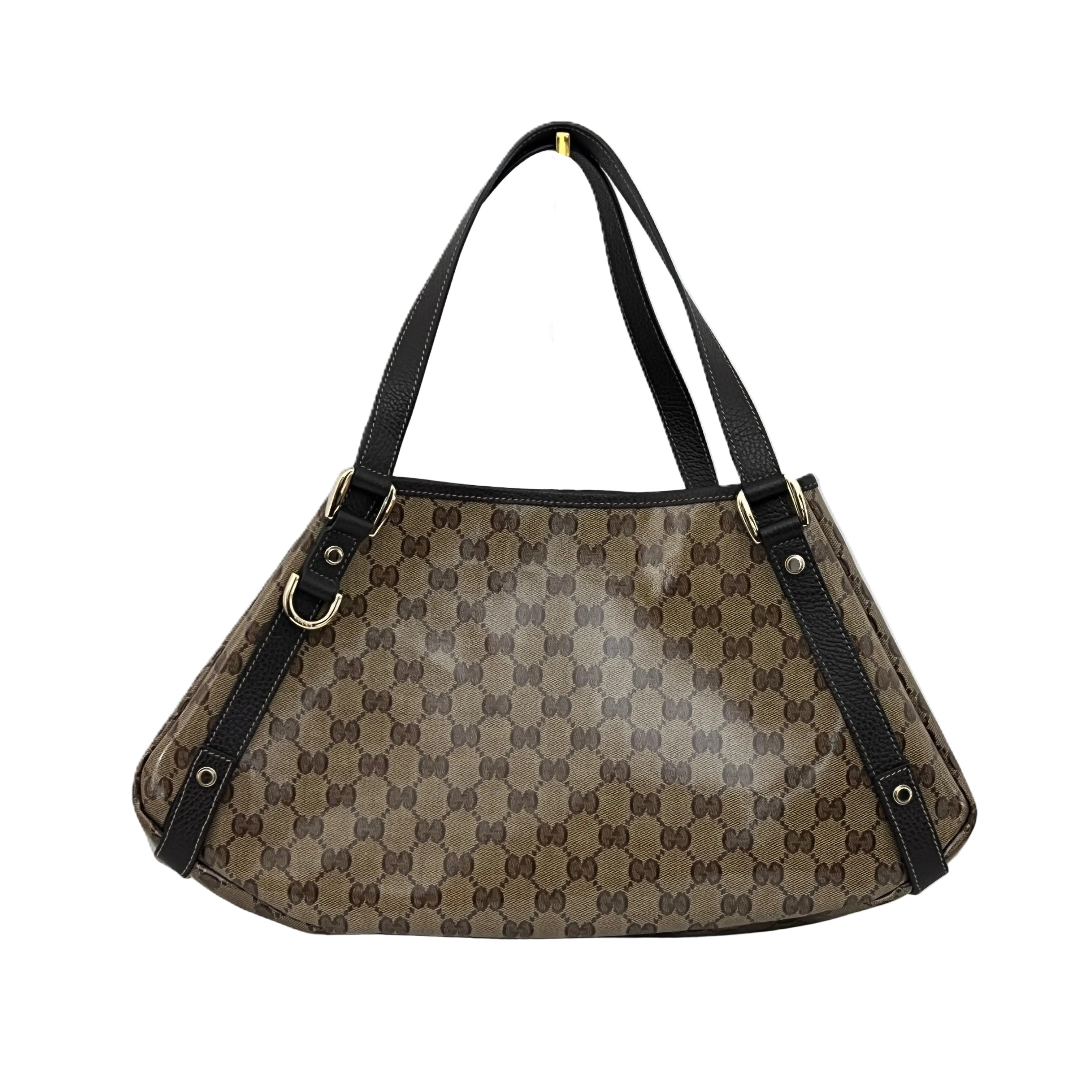 Sac GUCCI Pelham toile verni et cuir marron