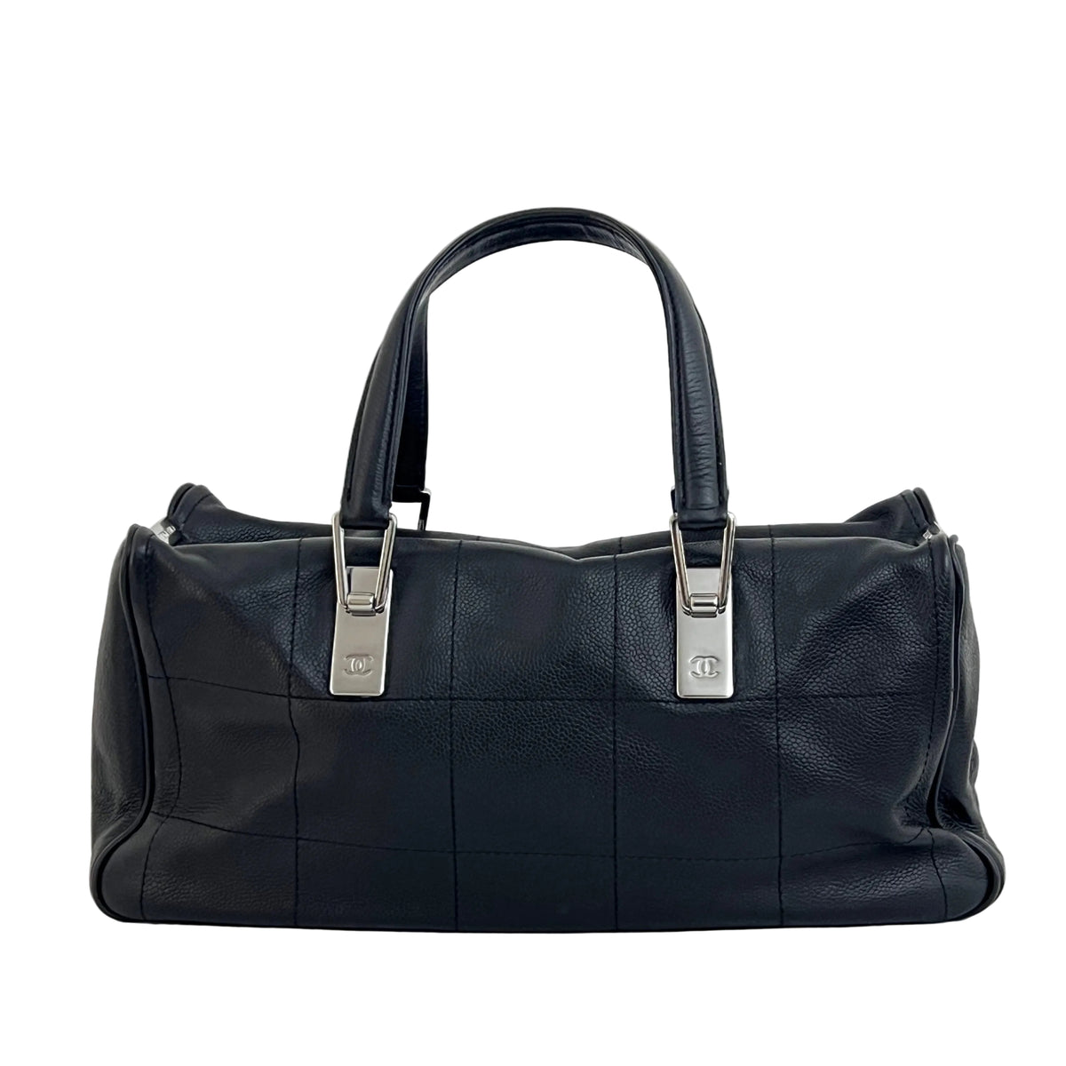 Sac CHANEL Boston Chocolate Bar cuir caviar noir vintage 2003-2004