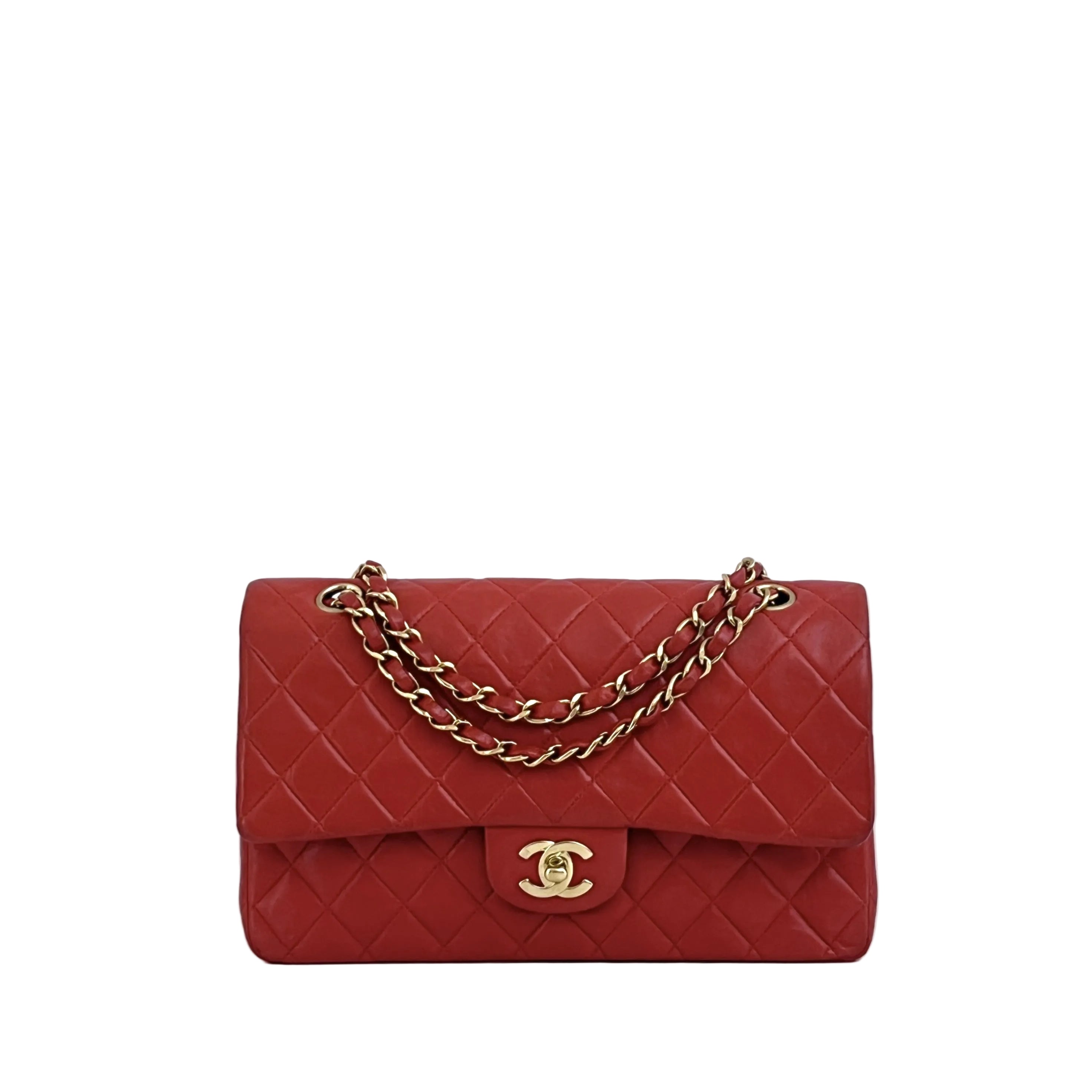 CHANEL Classic 11.12 Medium shoulder bag red lambskin 2000-2002