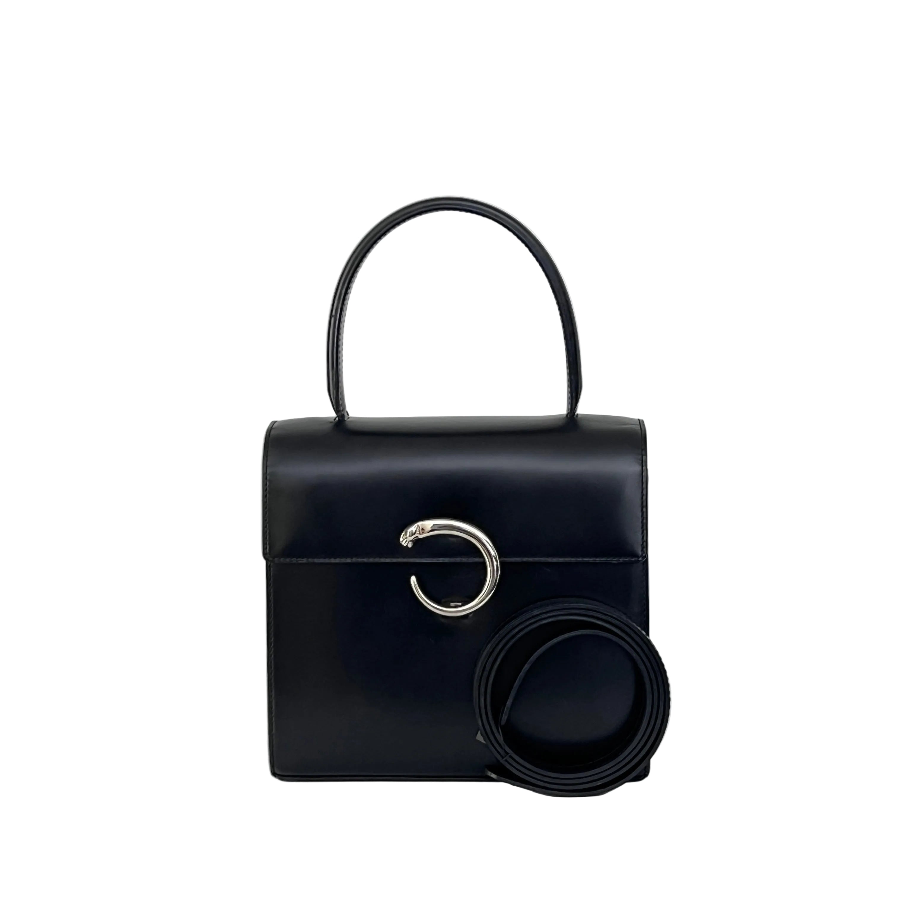 Sac à bandoulière CARTIER Panthère C cuir lisse noir