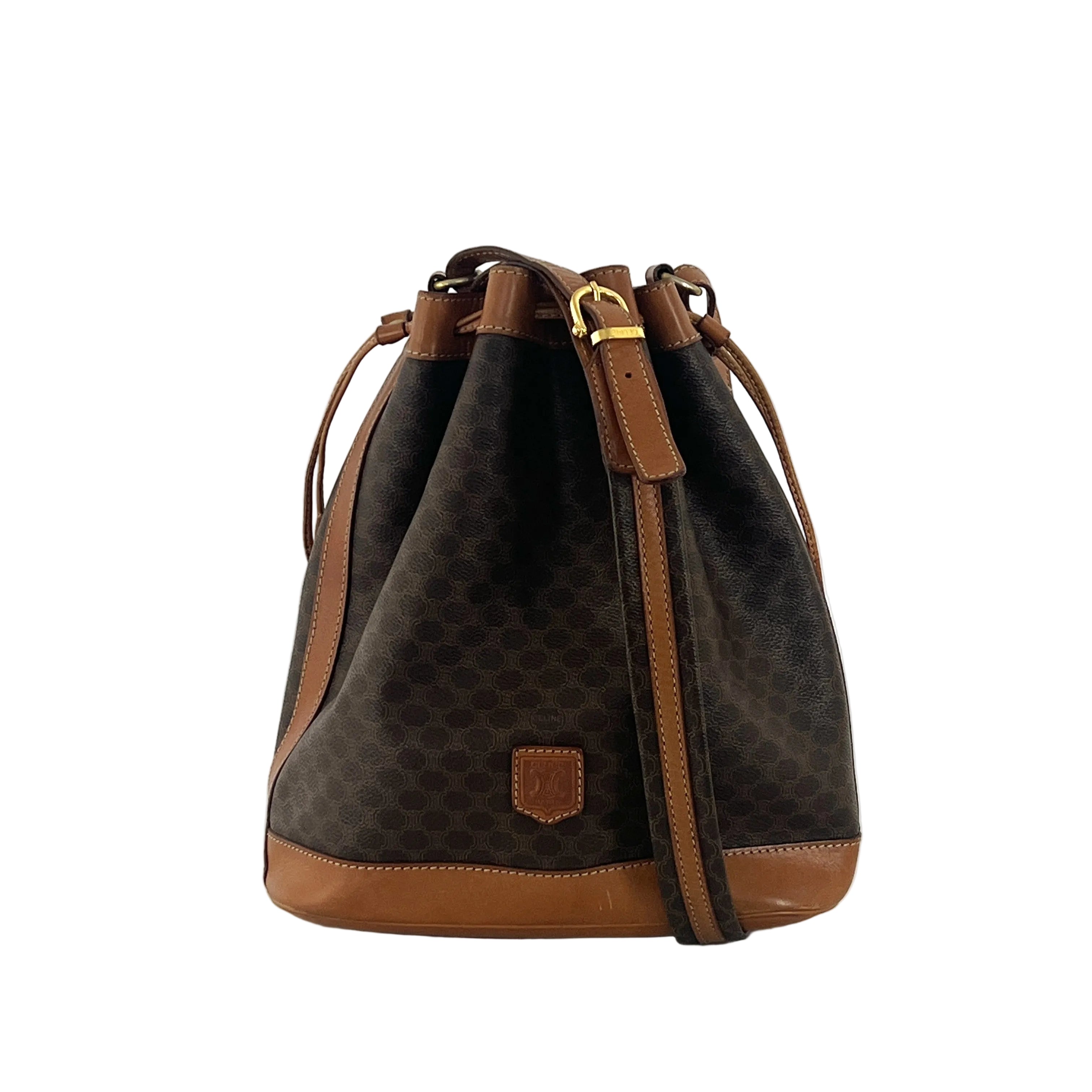 Sac à main CELINE Seau toile et cuir marron