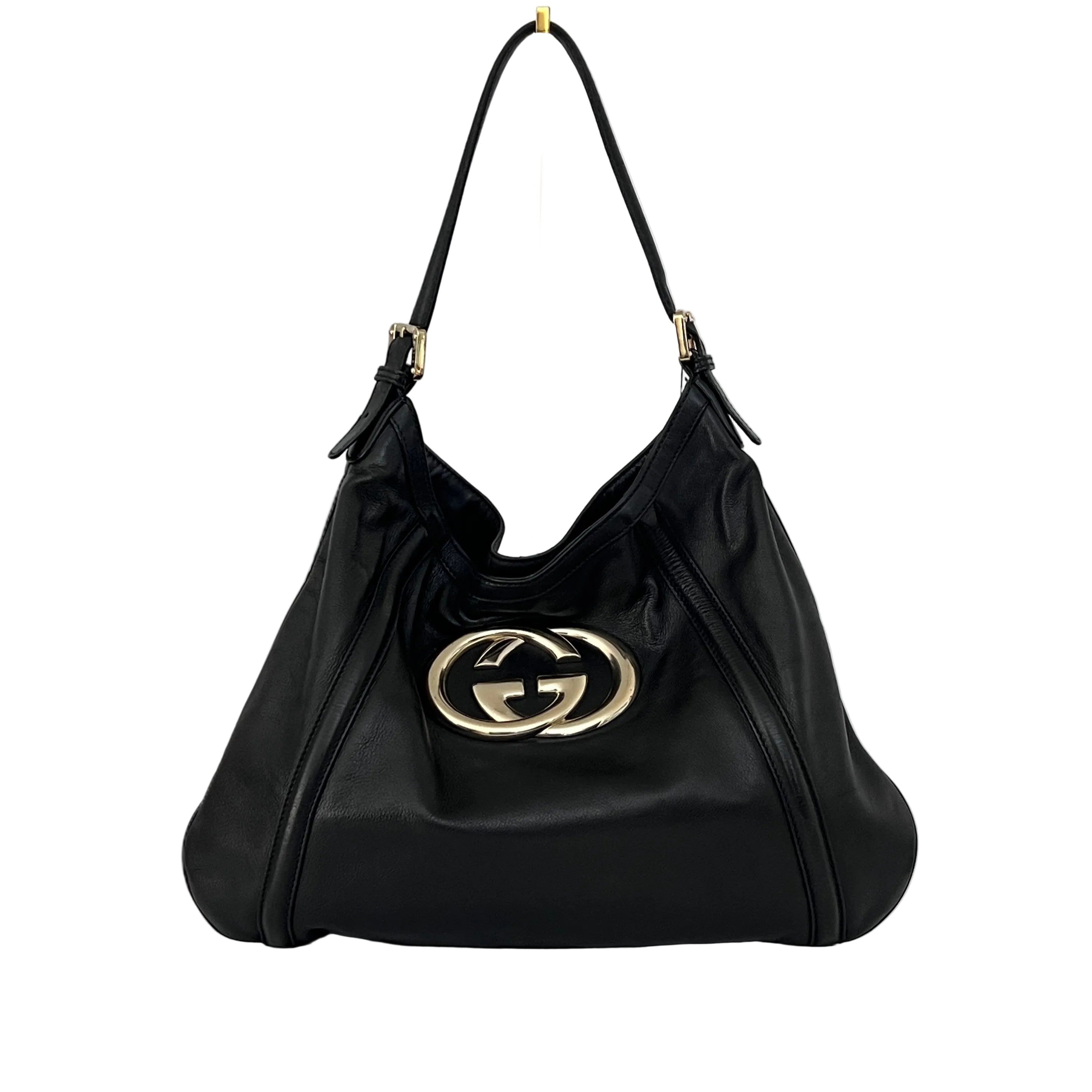Sac GUCCI Interlocking G Britt cuir lisse noir