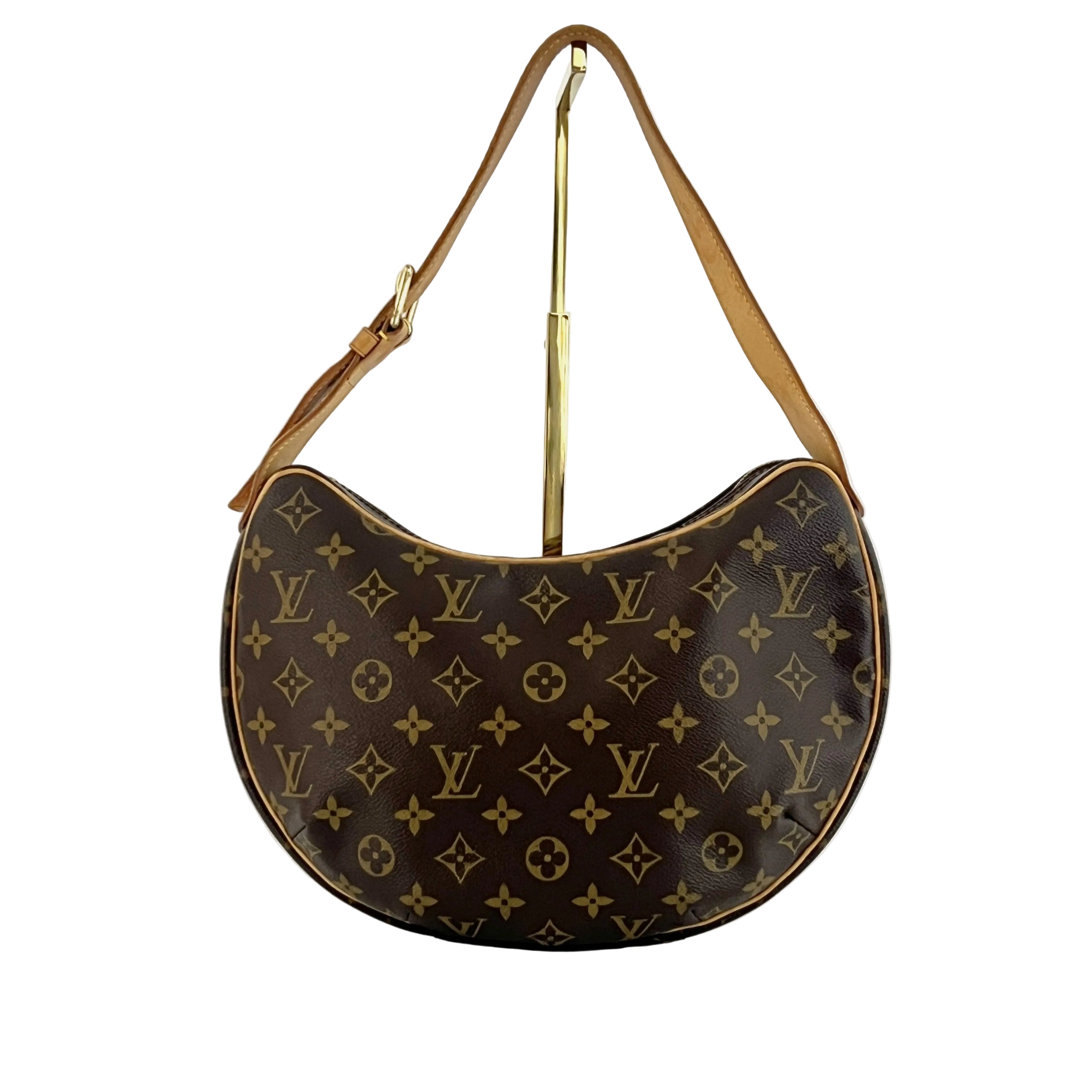 LOUIS VUITTON Croissant MM handbag in brown canvas and leather