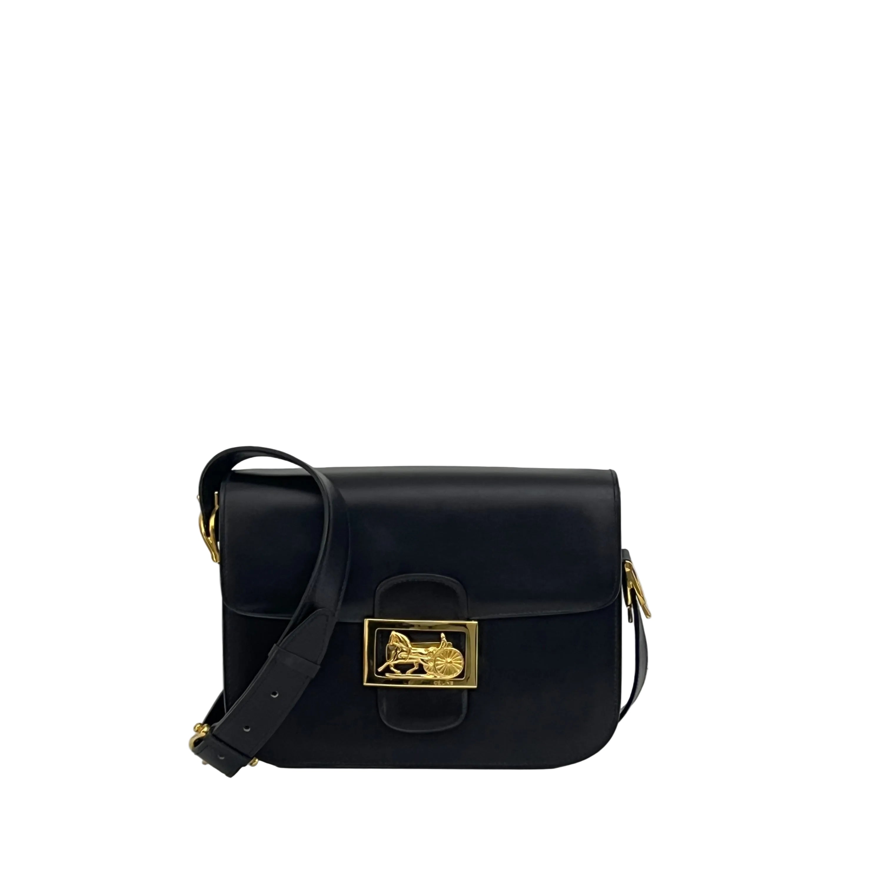 Sac à bandoulière CELINE Triomphe cuir lisse noir