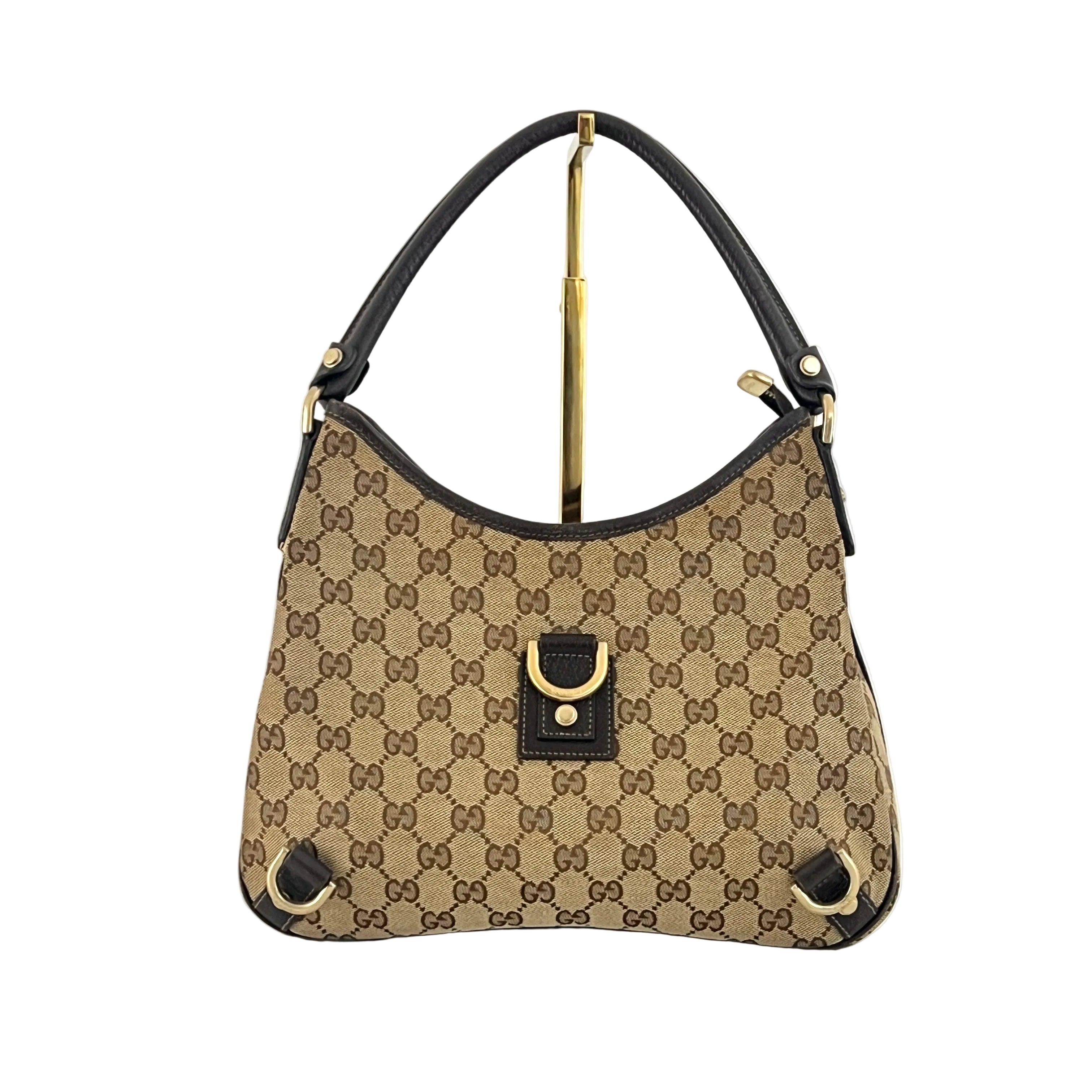 Sac à main GUCCI Abbey toile et cuir marron